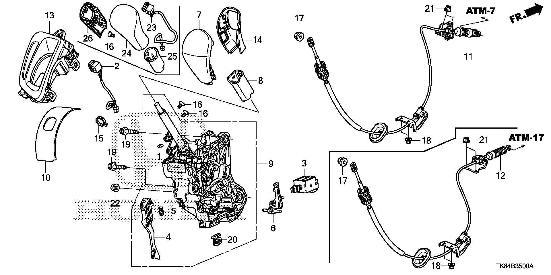 Diagram SELECT LEVER for your 2013 Honda Odyssey 3.5L VTEC V6 AT LX 