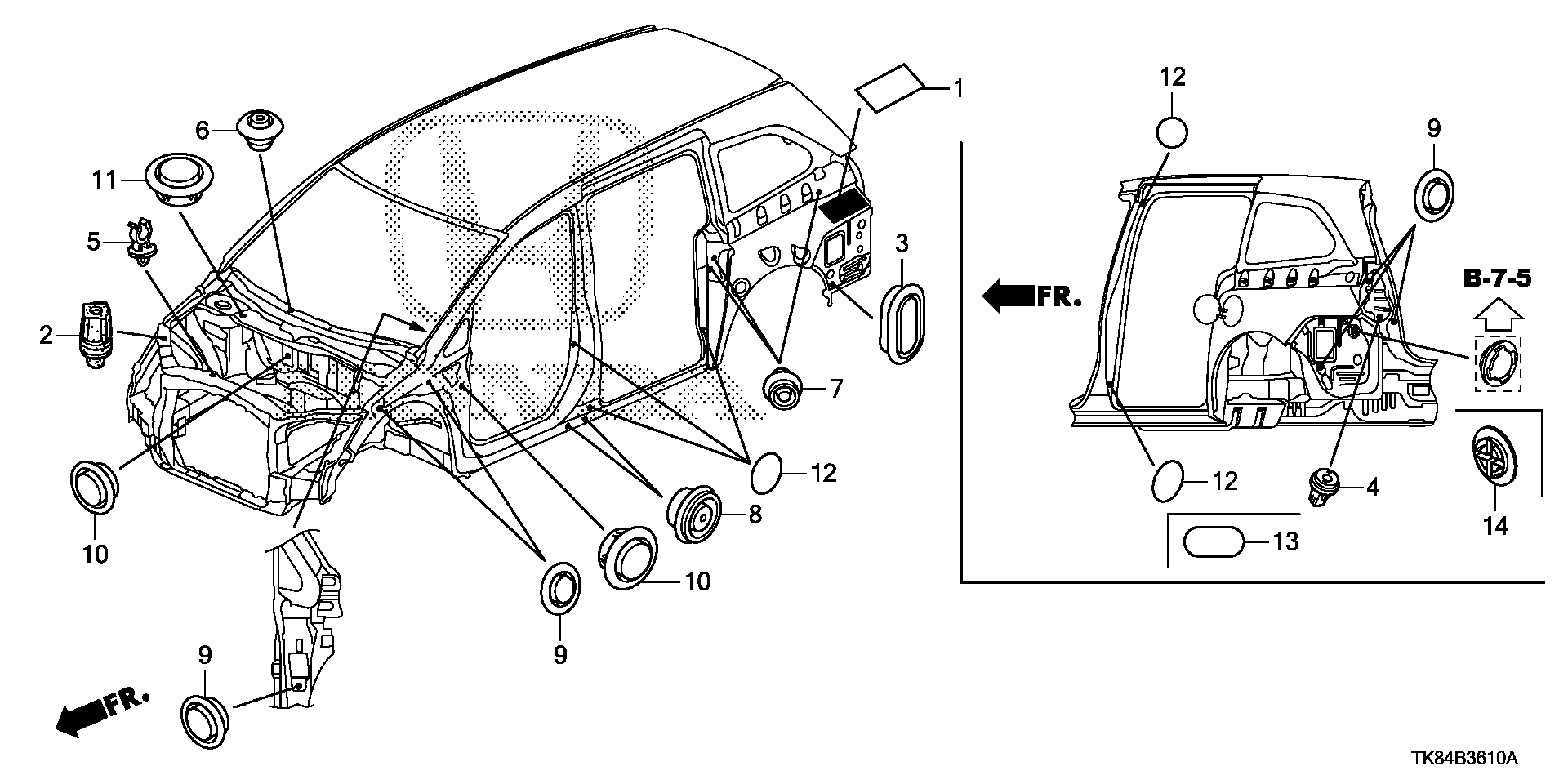 Full size assembly image of GROMMET (FR.) (1/1)
