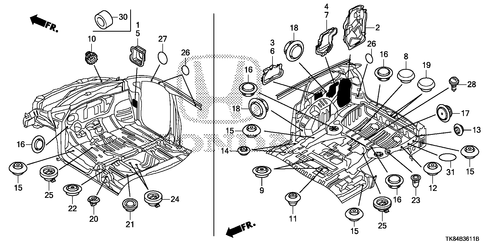 Diagram GROMMET (SIDE) for your 2012 Honda Odyssey 3.5L VTEC V6 AT EX 