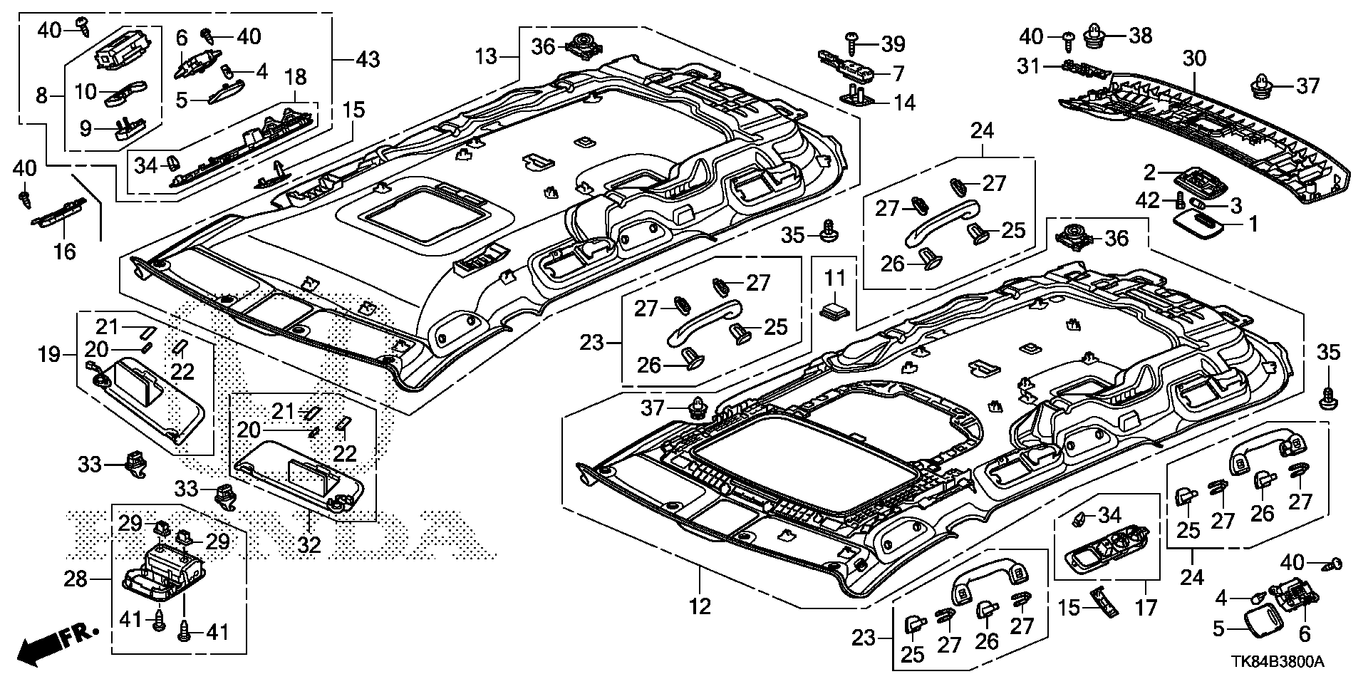 Diagram ROOF LINING for your Honda Odyssey  