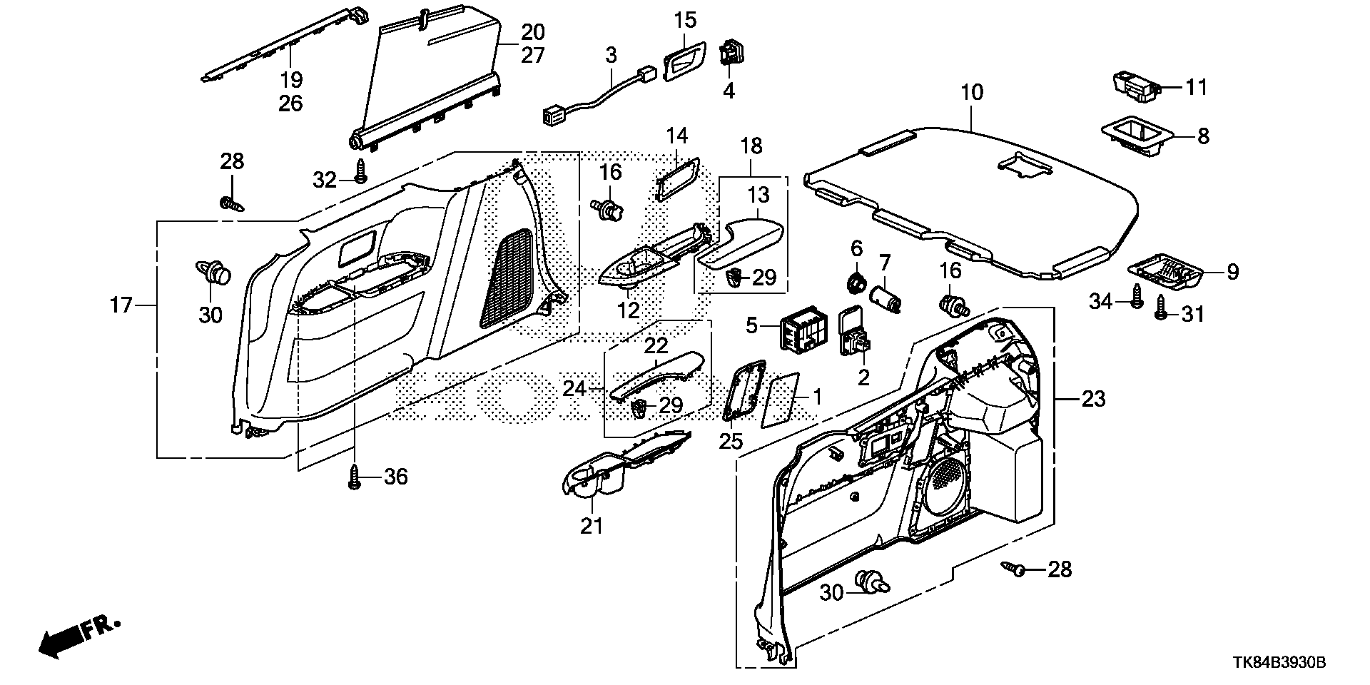 Diagram SIDE LINING (1) for your 2013 Honda Odyssey 3.5L VTEC V6 AT EX 