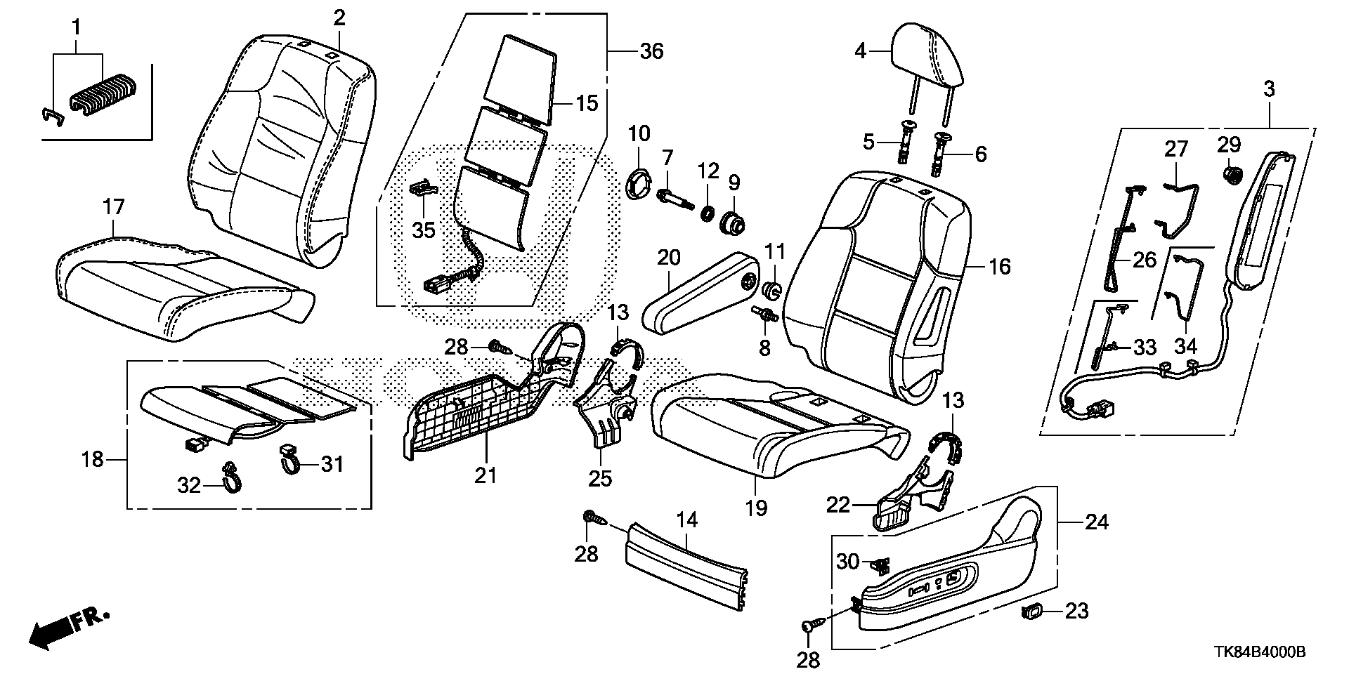 Diagram FRONT SEAT (L.) for your 2015 Honda Odyssey 3.5L VTEC V6 AT LX 