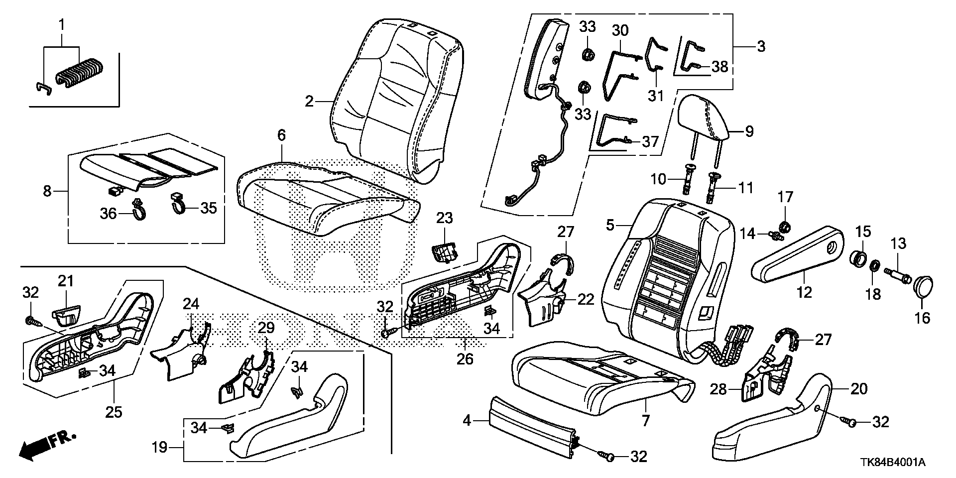 Diagram FRONT SEAT (R.) for your 2015 Honda Odyssey 3.5L VTEC V6 AT LX 