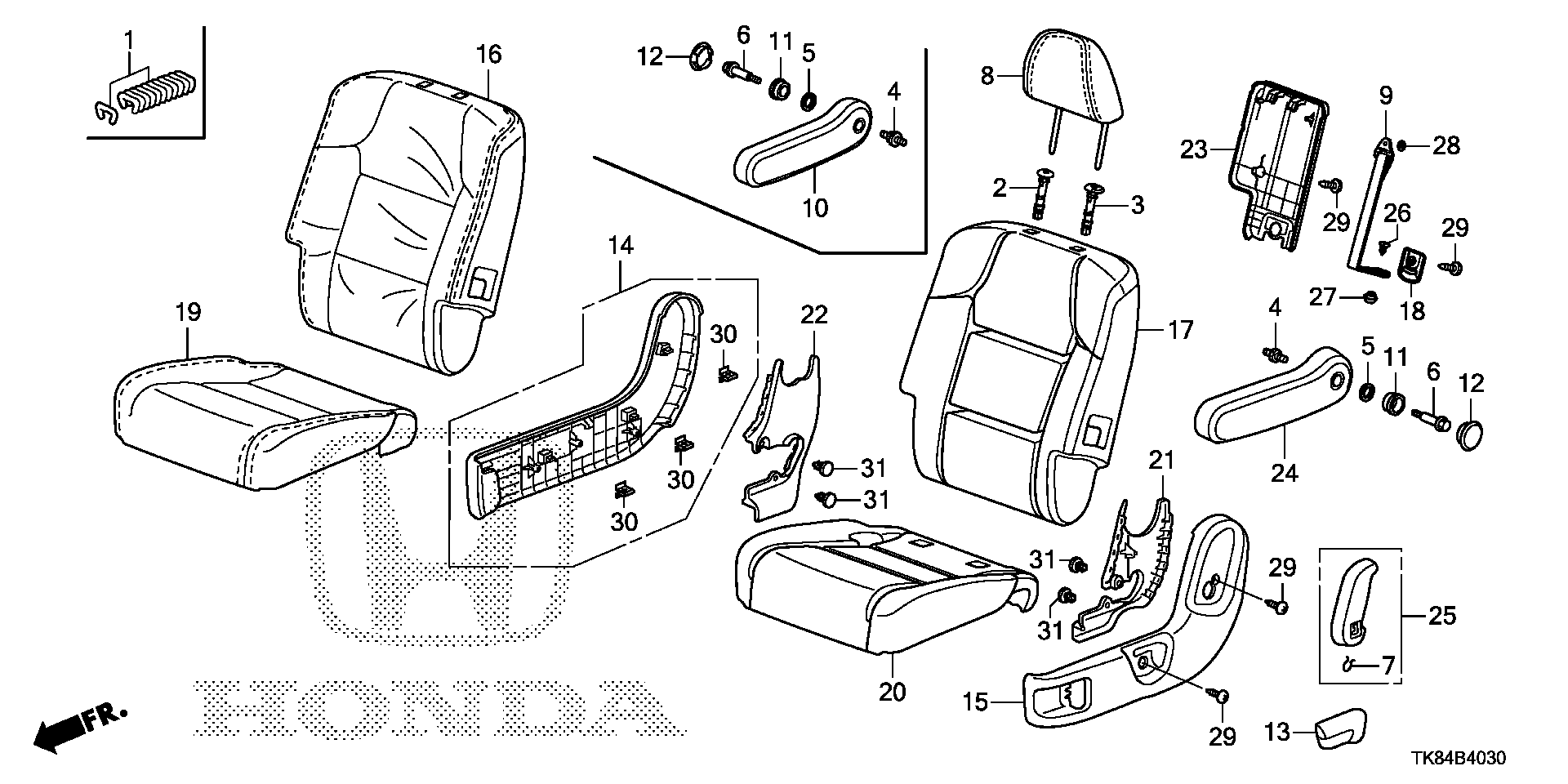 Diagram MIDDLE SEAT (L.) for your 2011 Honda Odyssey 3.5L VTEC V6 AT LX 