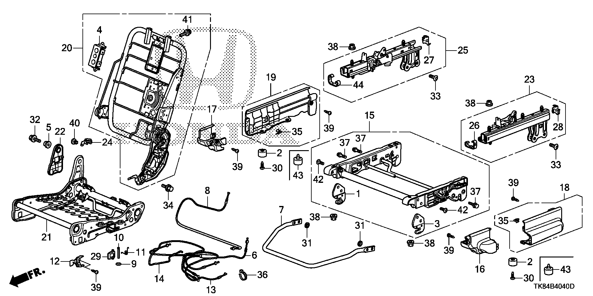 Full size assembly image of MIDDLE SEAT COMPONENTS (L.) (1/1)