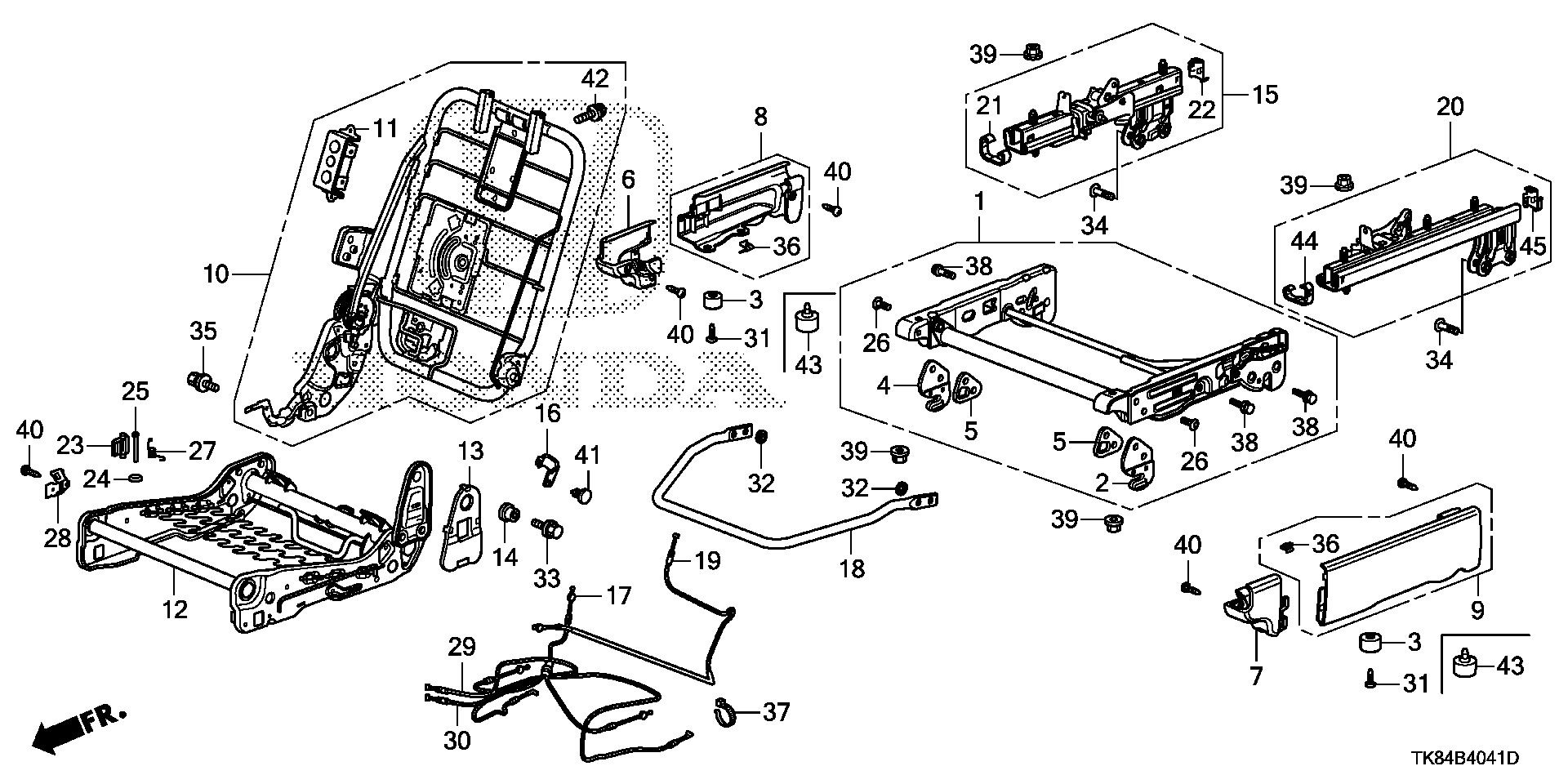 Full size assembly image of MIDDLE SEAT COMPONENTS (R.) (1/1)
