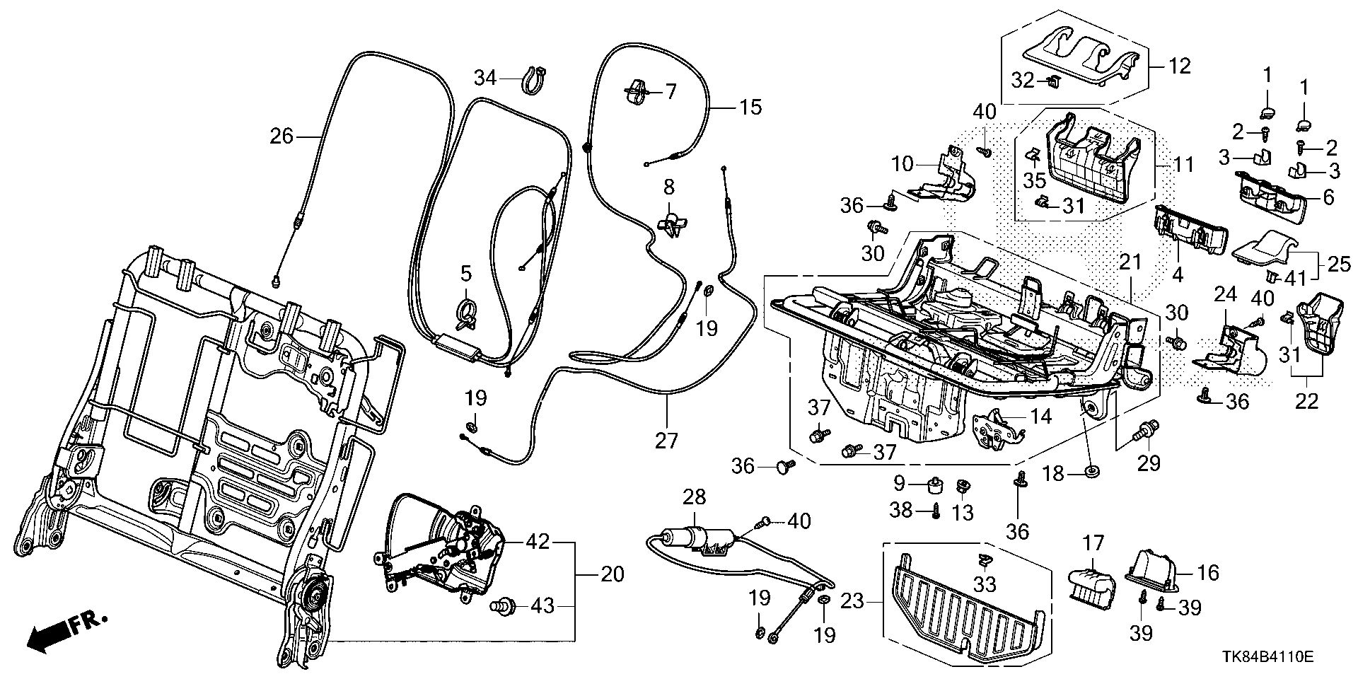 Diagram REAR SEAT COMPONENTS (L.) for your 2013 Honda Odyssey 3.5L VTEC V6 AT EX 