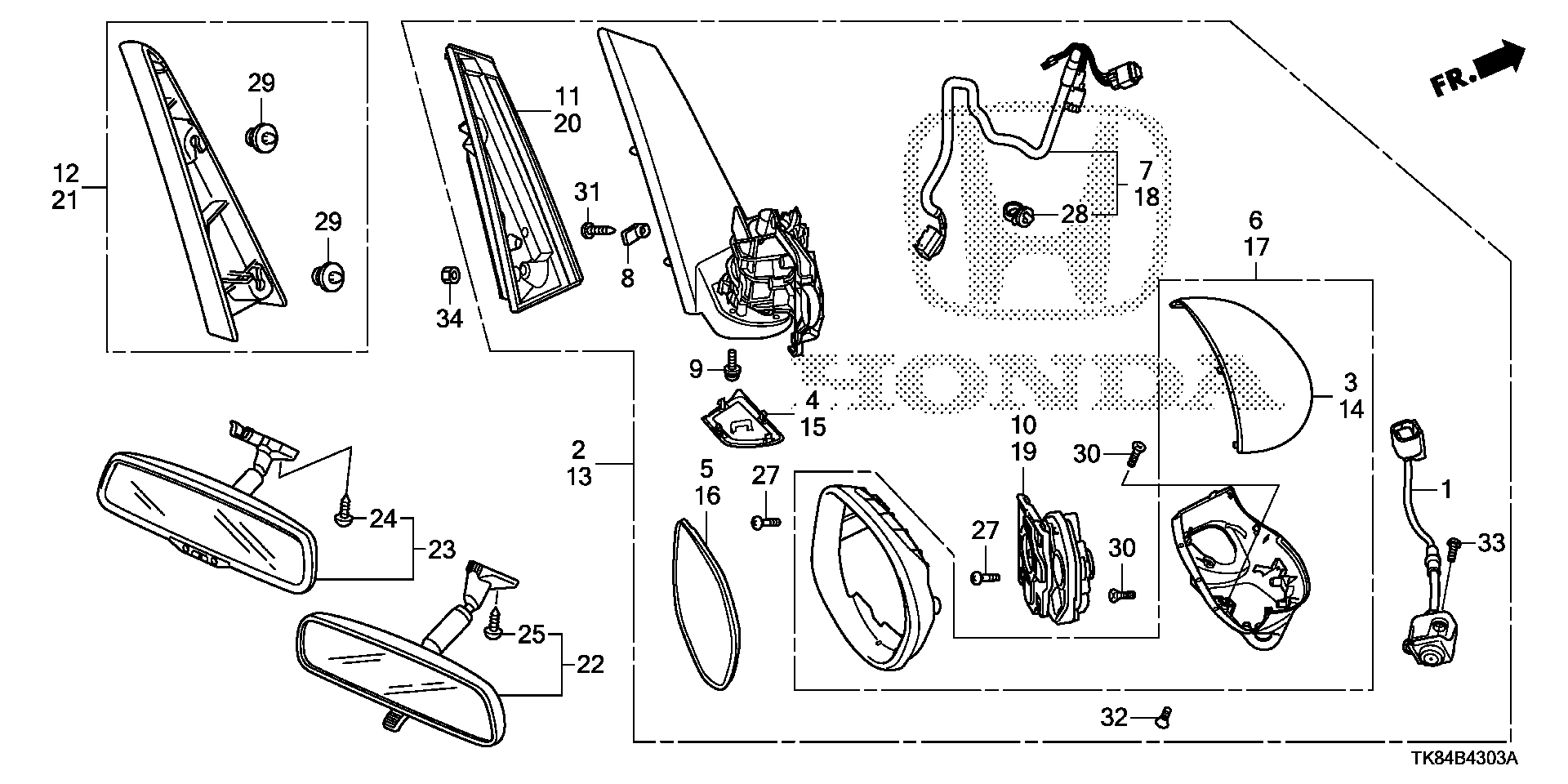 Diagram MIRROR (3) for your 1983 Honda Civic Hatchback   