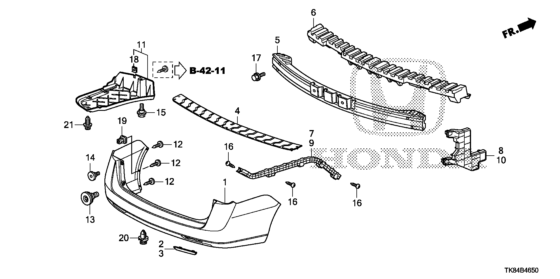 Diagram REAR BUMPER for your 2011 Honda Odyssey 3.5L VTEC V6 AT EX 