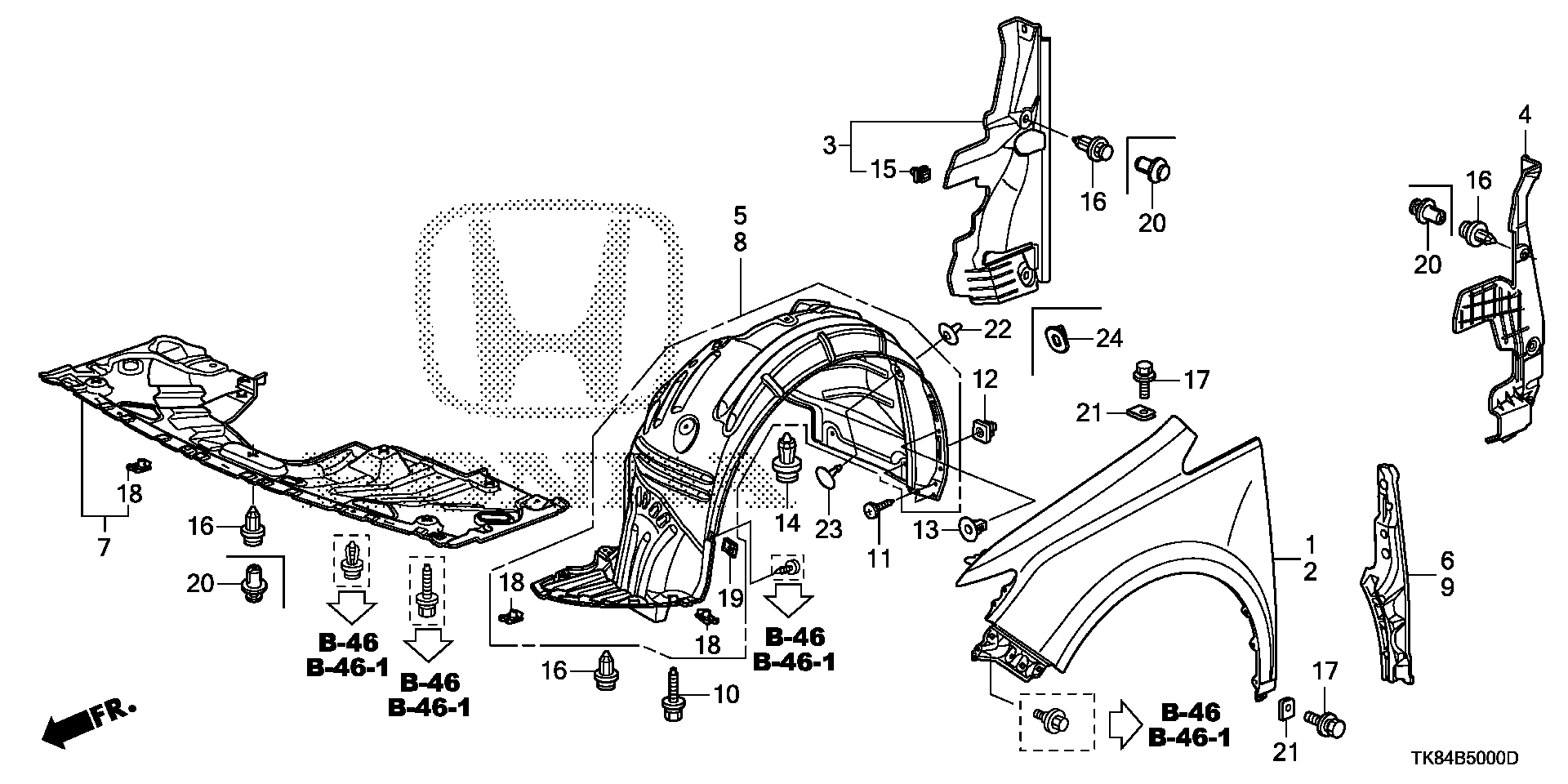 Diagram FRONT FENDERS for your Honda Odyssey  