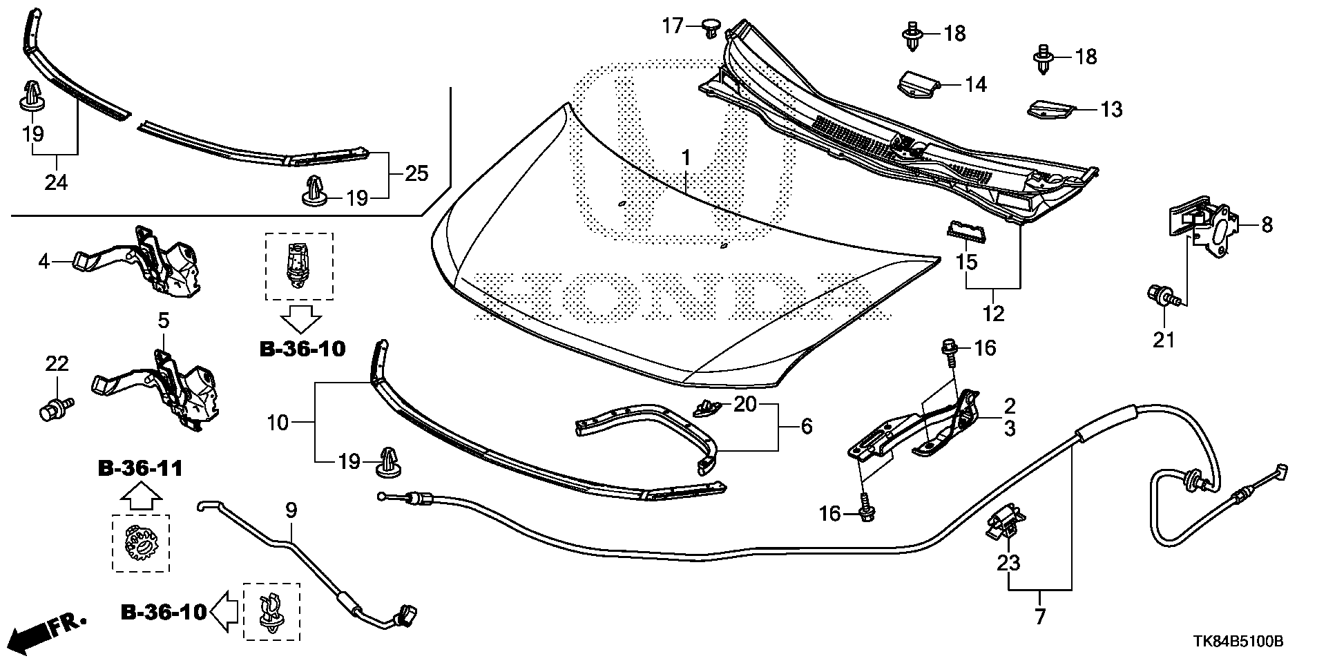 Diagram ENGINE HOOD for your Honda Odyssey  