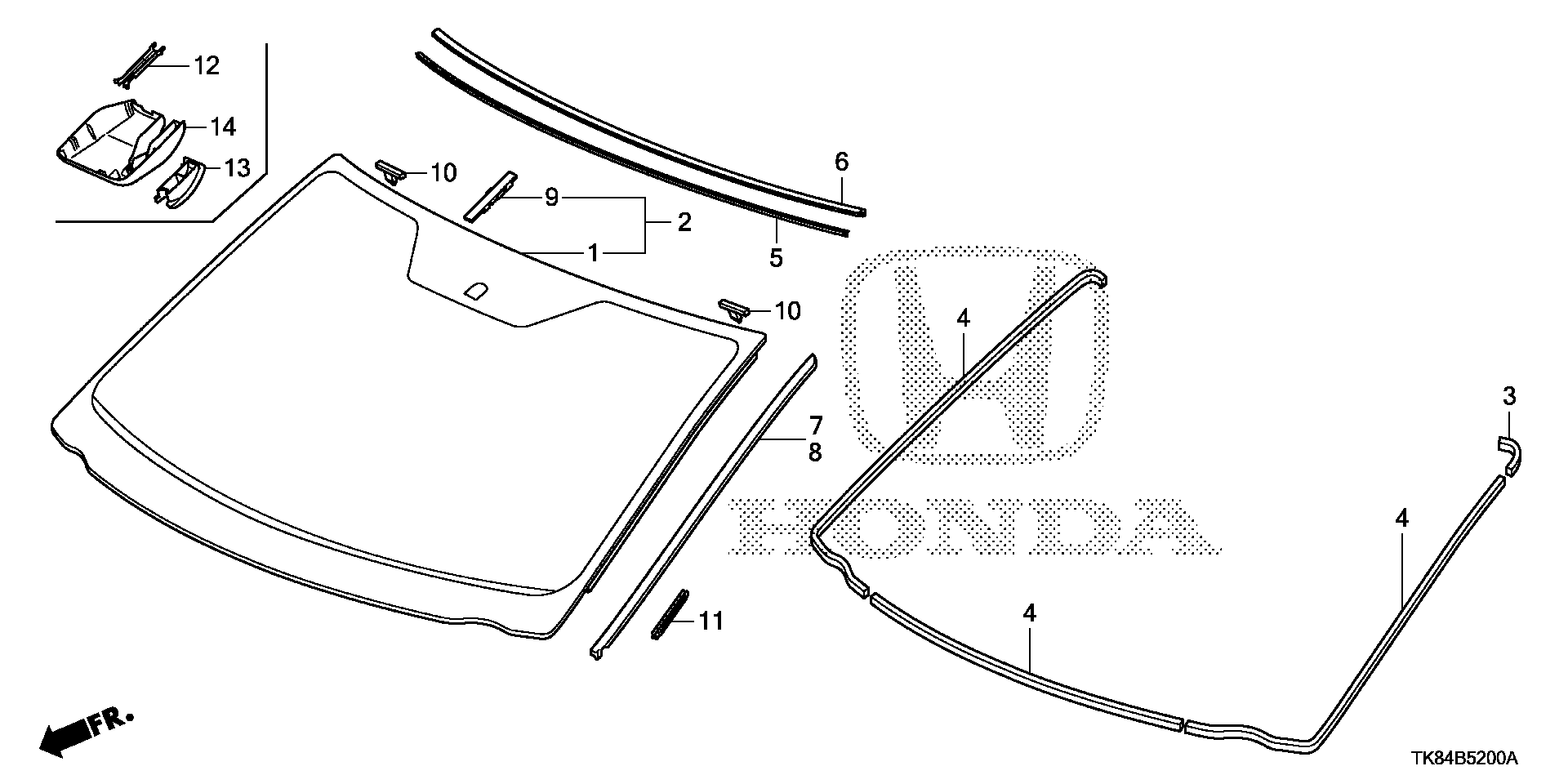 Diagram FRONT WINDSHIELD for your 2004 Honda Civic   