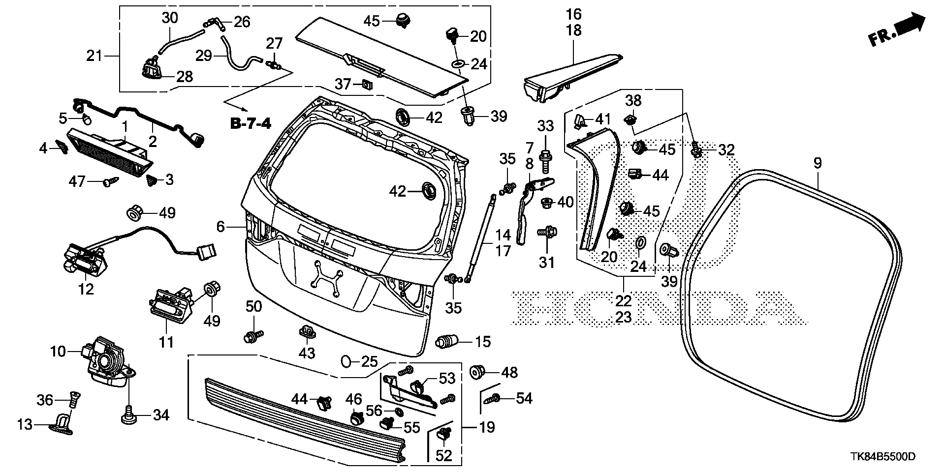 Diagram TAILGATE for your 2023 Honda Accord   