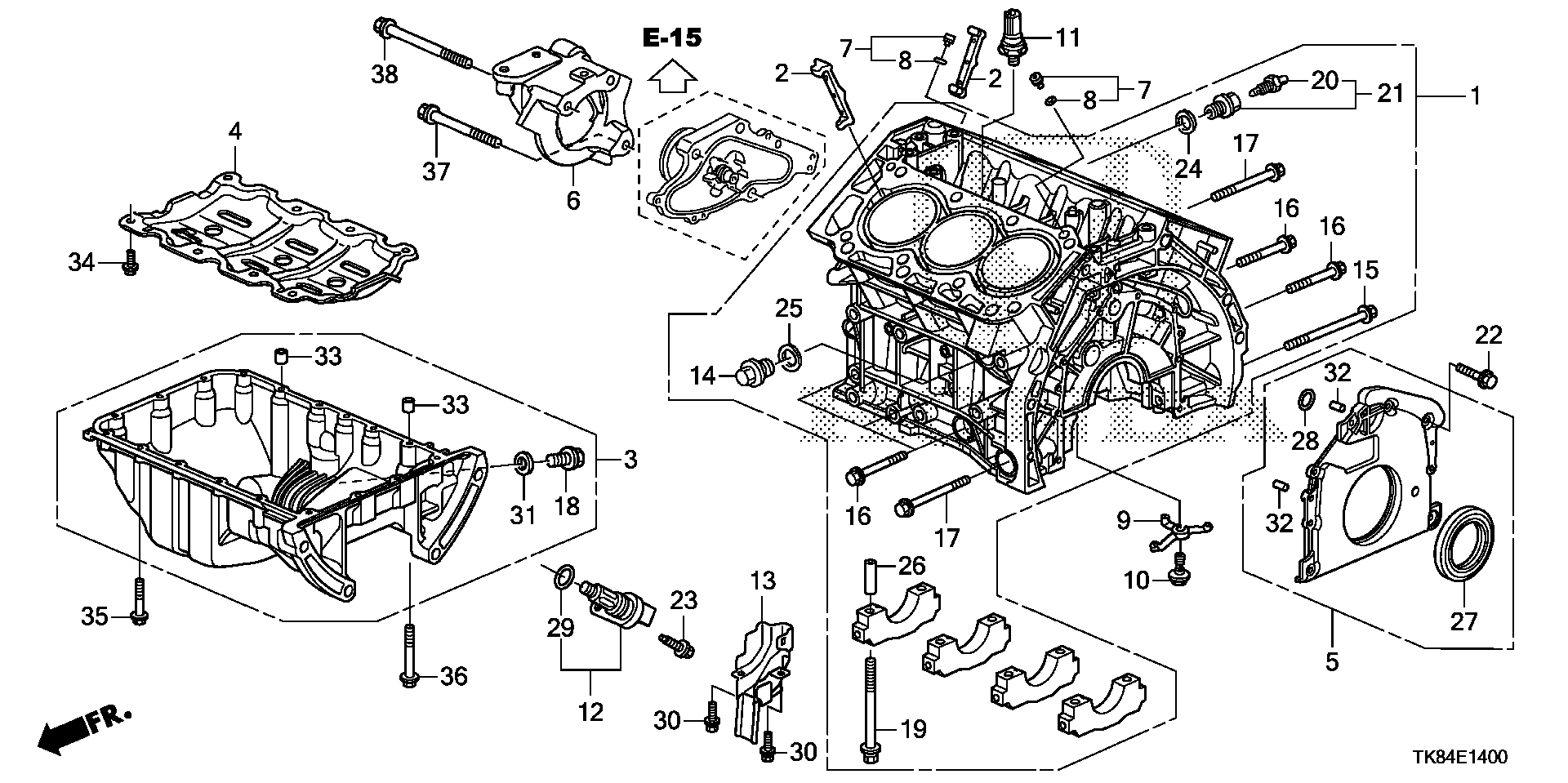 Diagram CYLINDER BLOCK@OIL PAN for your 2016 Honda Odyssey 3.5L VTEC V6 AT EX 