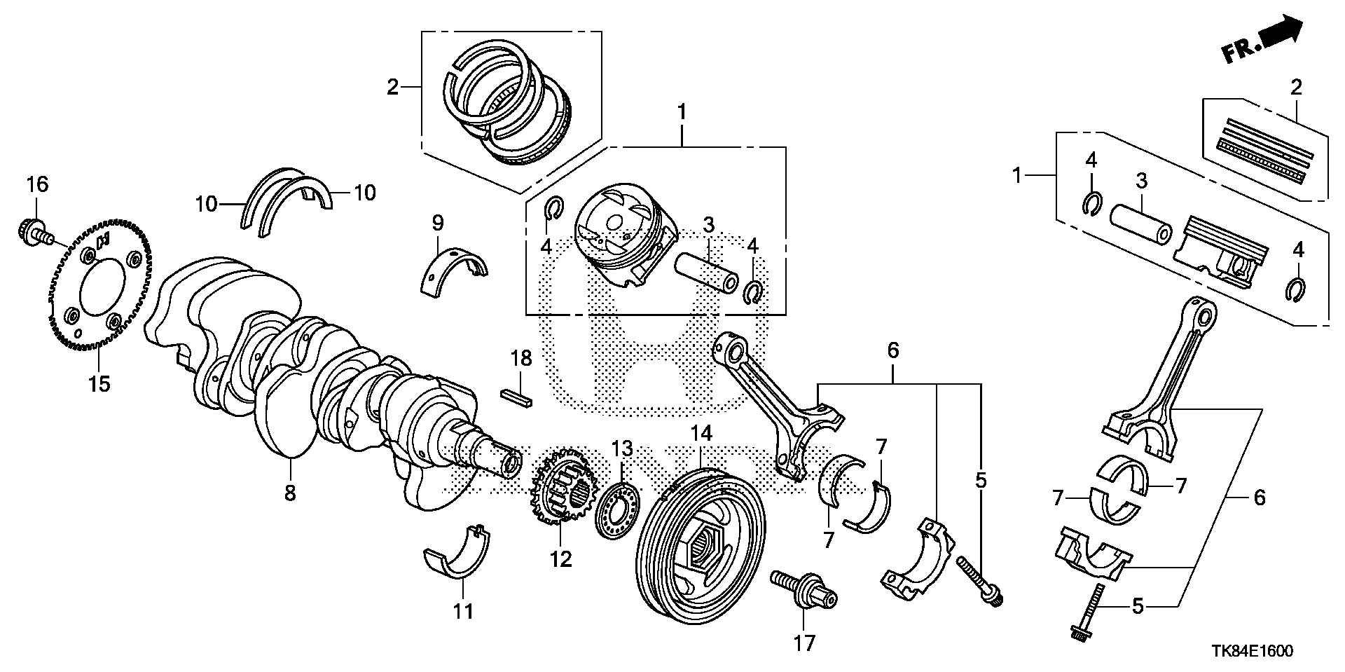 Diagram CRANKSHAFT@PISTON for your 2014 Honda Odyssey 3.5L VTEC V6 AT LX 