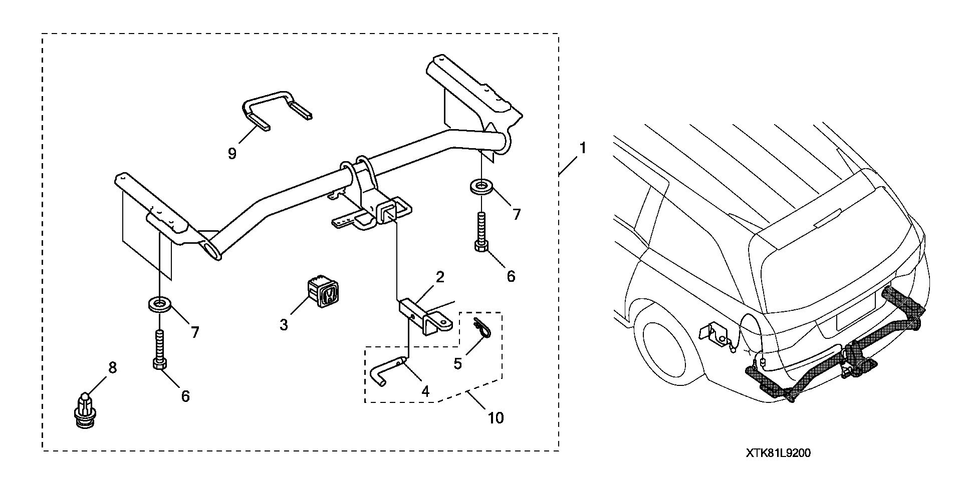 Diagram TRAILER HITCH for your 2016 Honda Odyssey 3.5L VTEC V6 AT LX 