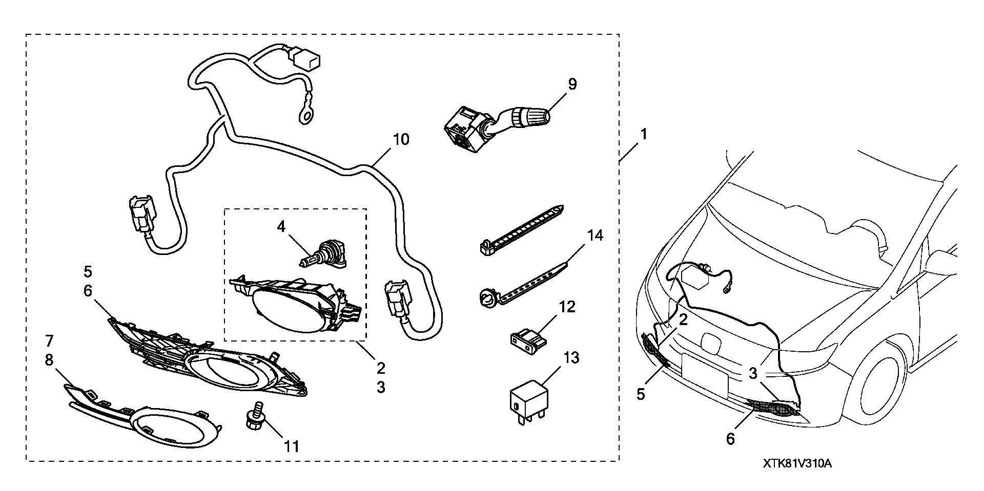 Diagram FOGLIGHT (2) for your 2015 Honda Odyssey 3.5L VTEC V6 AT LX 