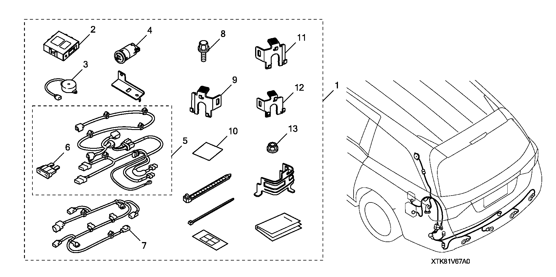 Diagram BACK-UP SENSOR ATTACHMENT  (SMART START) for your 2016 Honda Odyssey 3.5L VTEC V6 AT EX 