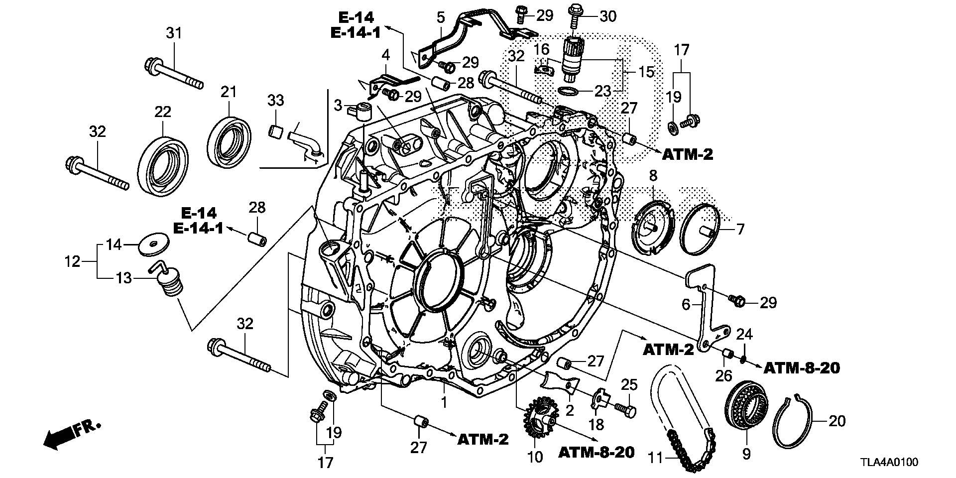 Diagram TORQUE CONVERTER CASE for your 2002 Honda CR-V   