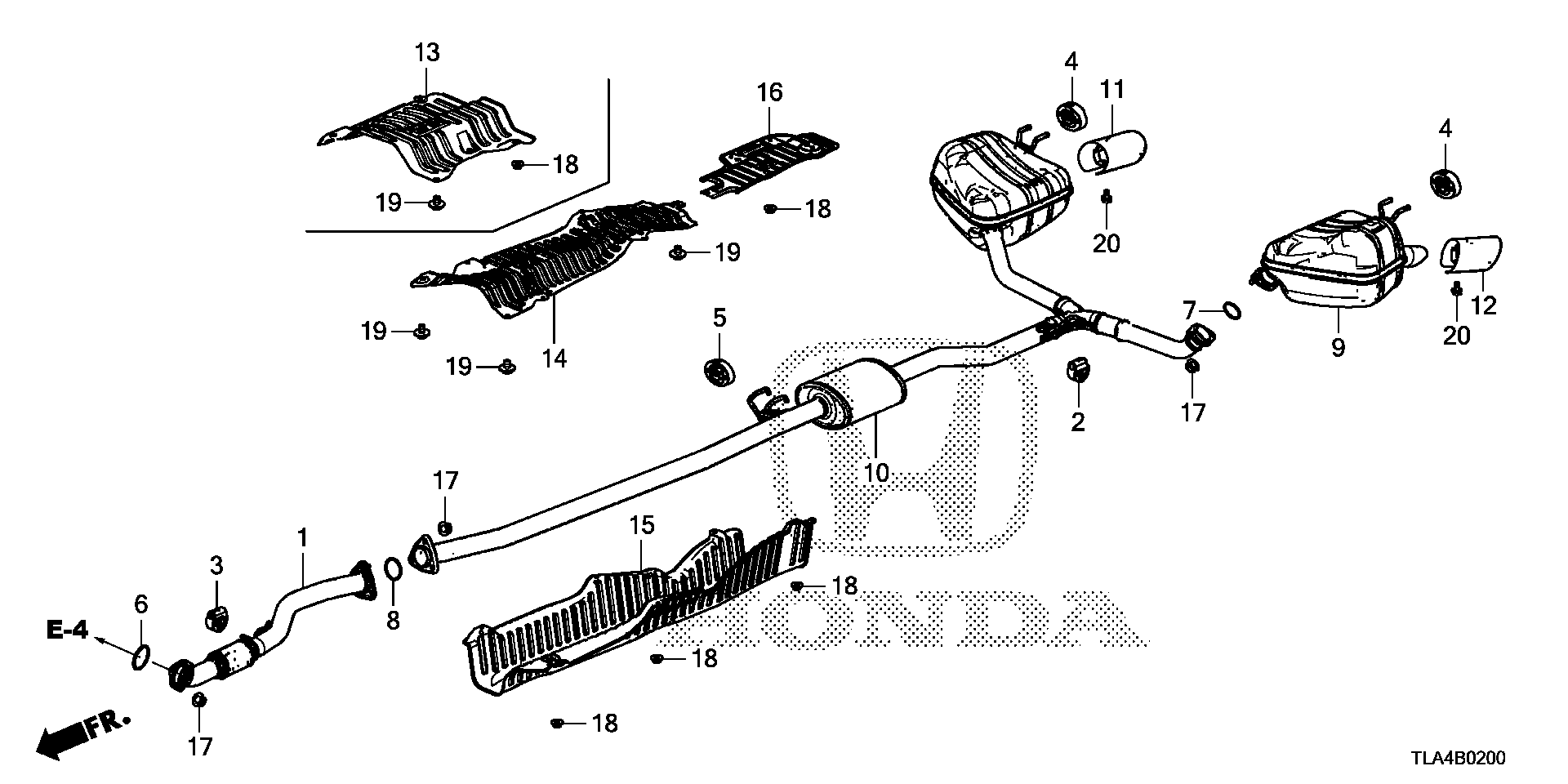 Diagram EXHAUST PIPE@MUFFLER (1.5L) (2WD) for your Honda CR-V  