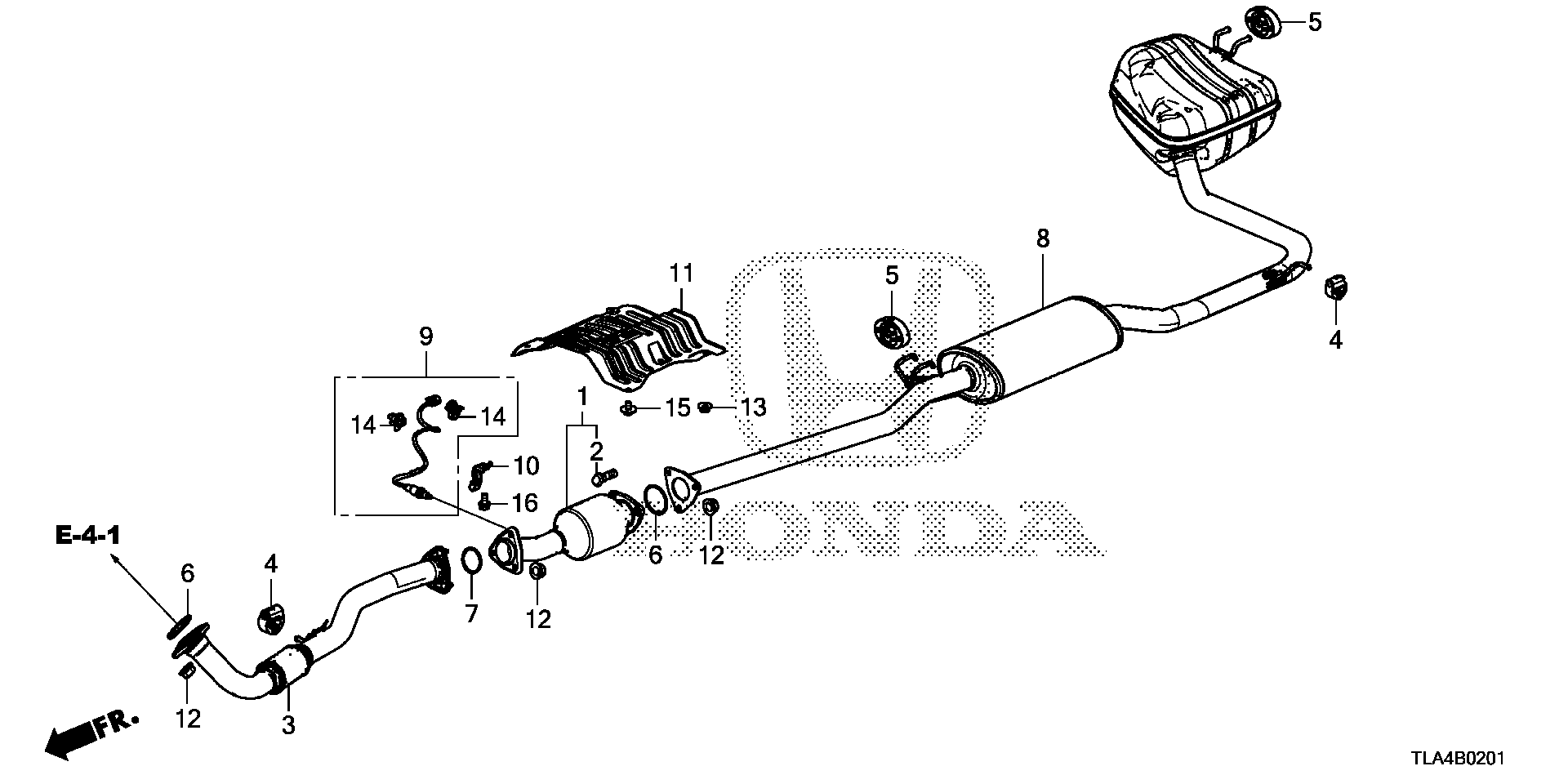 Diagram EXHAUST PIPE@MUFFLER (2.4L) (2WD) for your 1997 Honda CR-V   