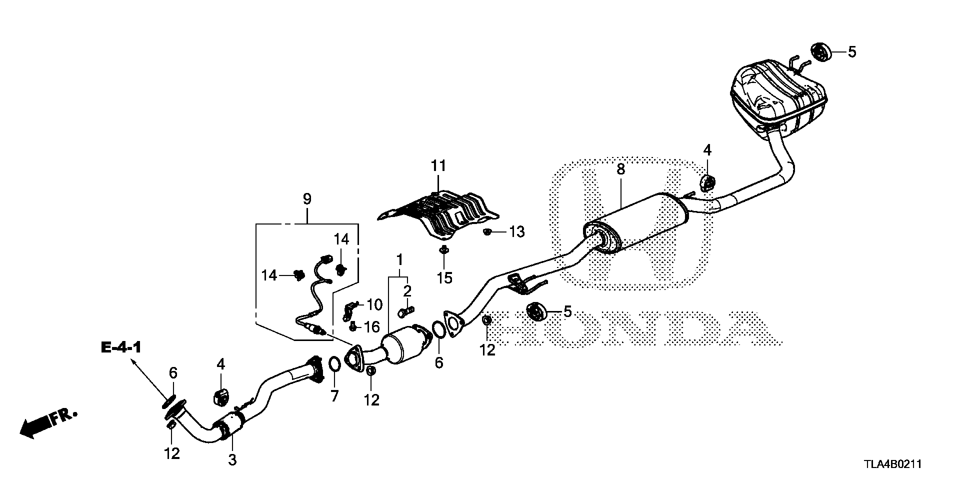 Diagram EXHAUST PIPE@MUFFLER (2.4L) (4WD) for your 1997 Honda CR-V   