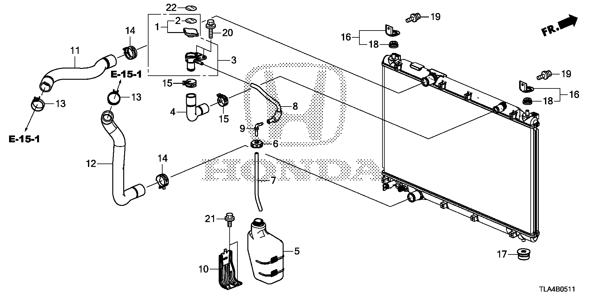 Diagram RADIATOR HOSE@RESERVE TANK (2.4L) for your Honda CR-V  