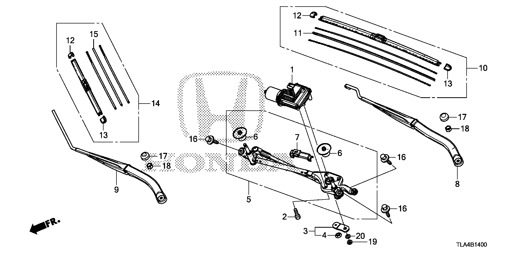 Diagram FRONT WINDSHIELD WIPER for your Honda