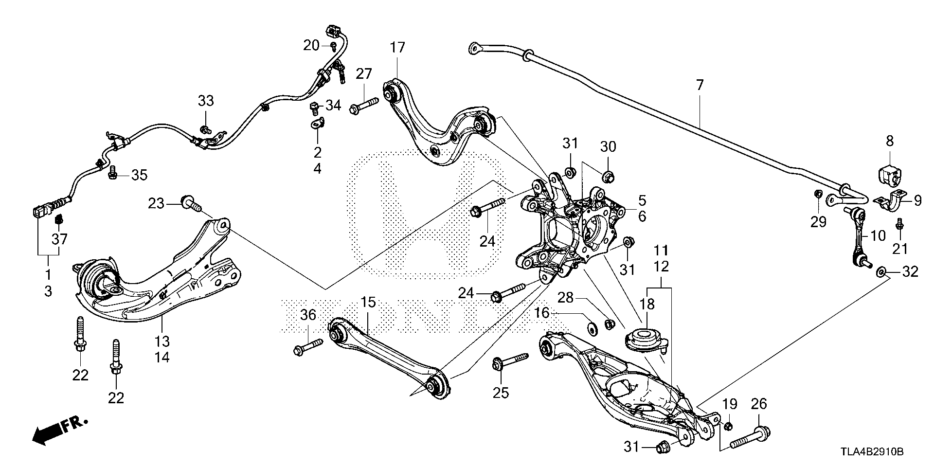 Diagram REAR LOWER ARM (4WD) for your Honda CR-V  