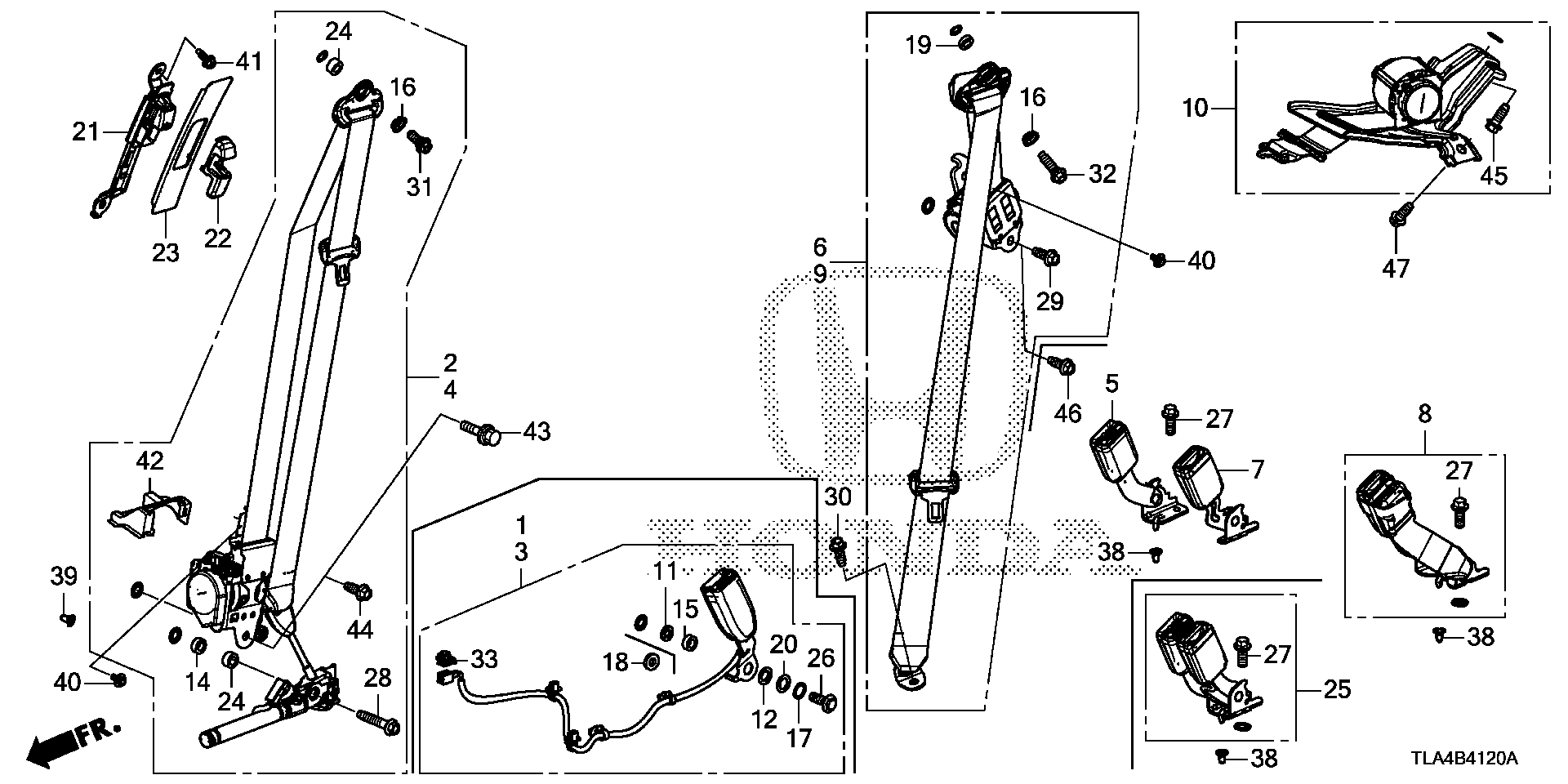 Diagram SEAT BELTS for your 2023 Honda CR-V   