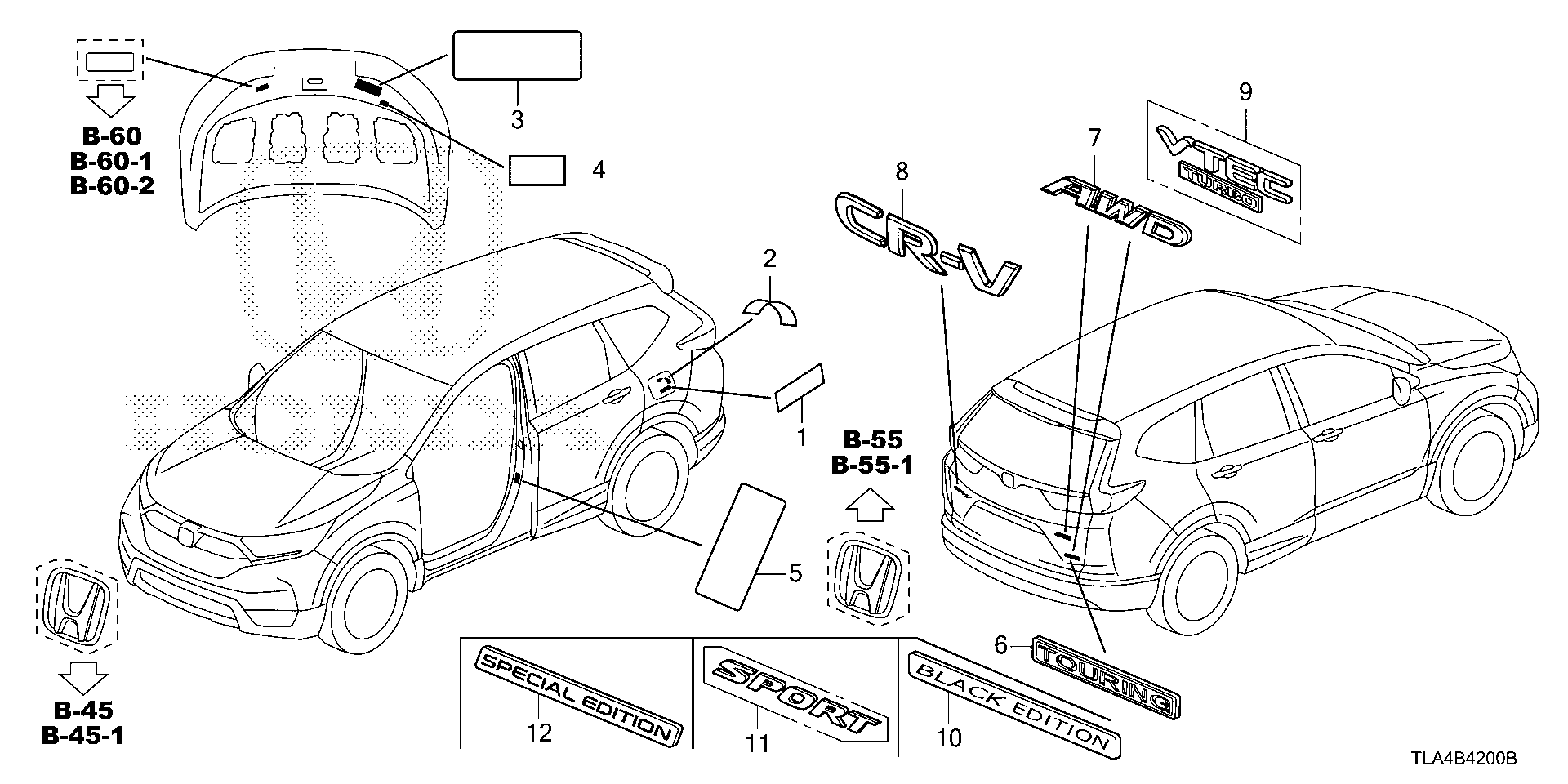 Diagram EMBLEMS@CAUTION LABELS for your 1989 Honda Accord Coupe 2.0L MT DX 