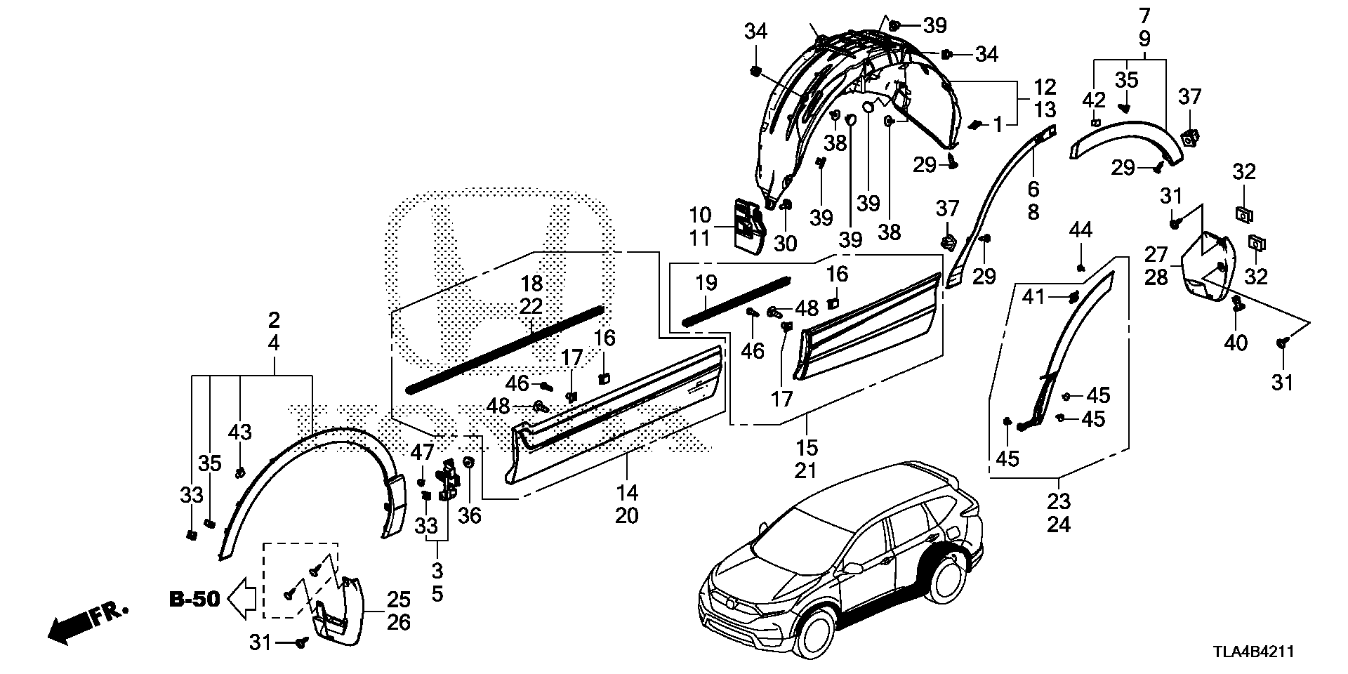 Diagram SIDE SILL GARNISH @PROTECTOR for your Honda CR-V  