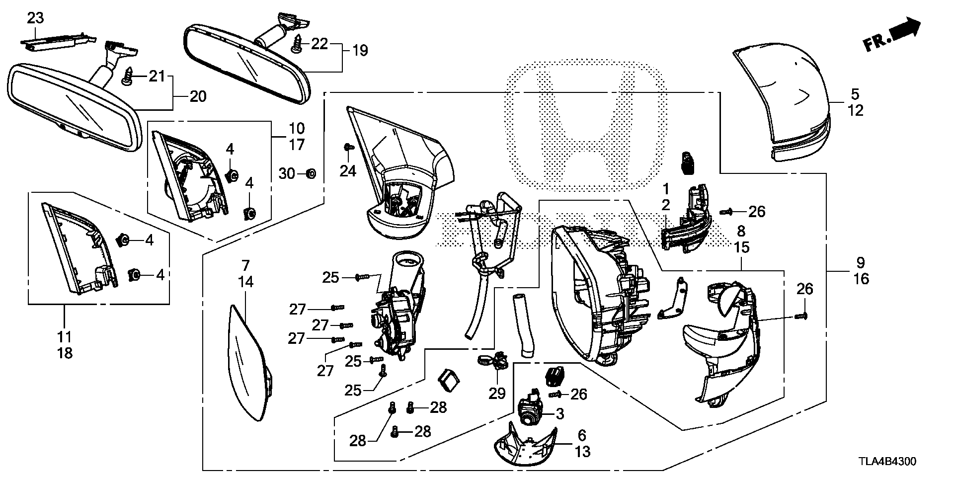 Diagram MIRROR for your 1997 Honda CR-V   