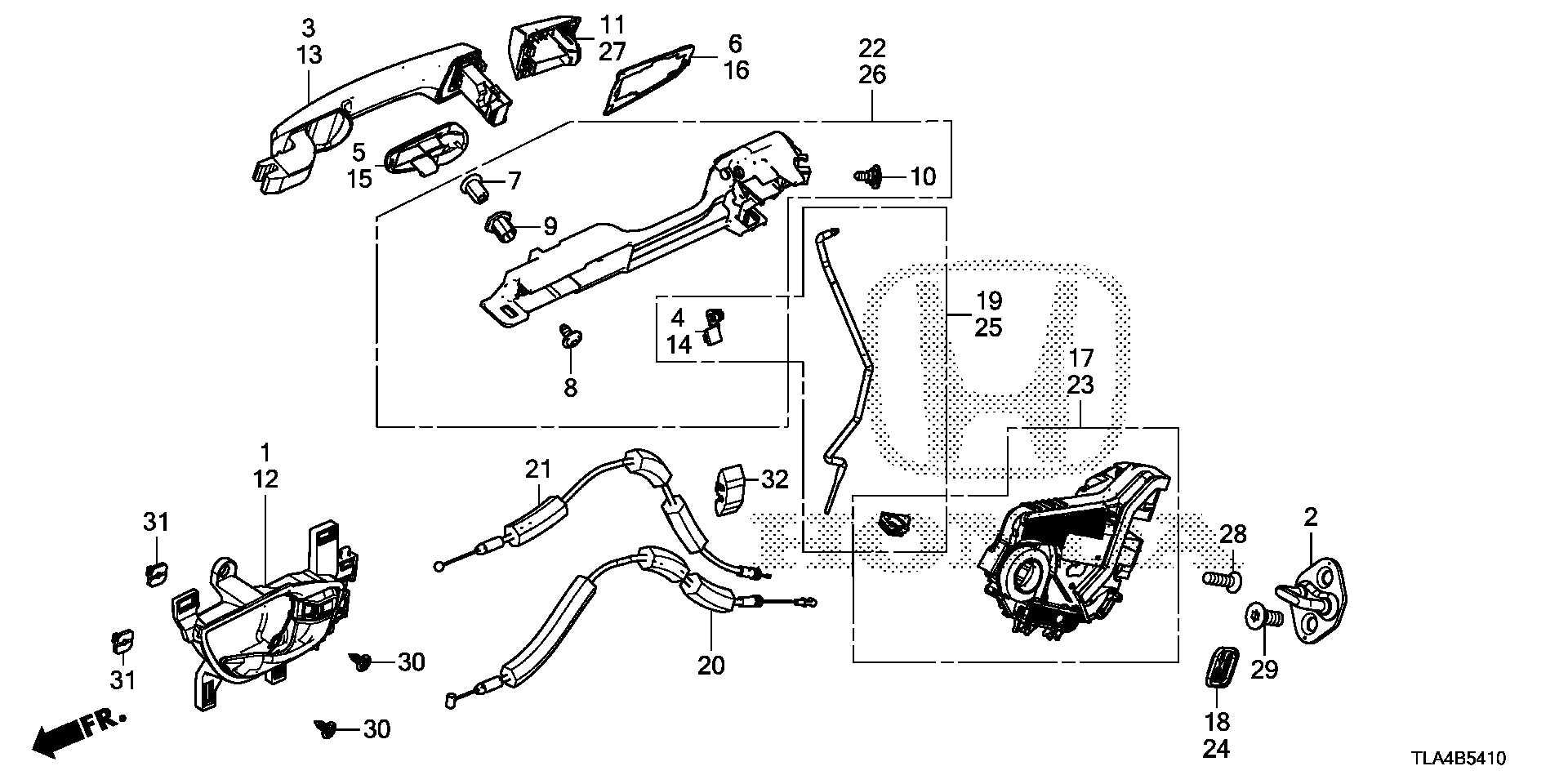 Diagram REAR DOOR LOCKS@OUTER HANDLE for your 2003 Honda CR-V   