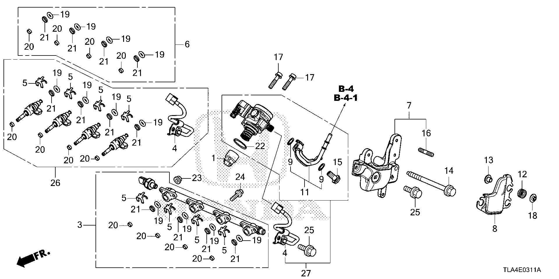 Diagram FUEL INJECTOR (2.4L) for your 2022 Honda Passport  TSPORT 5D 