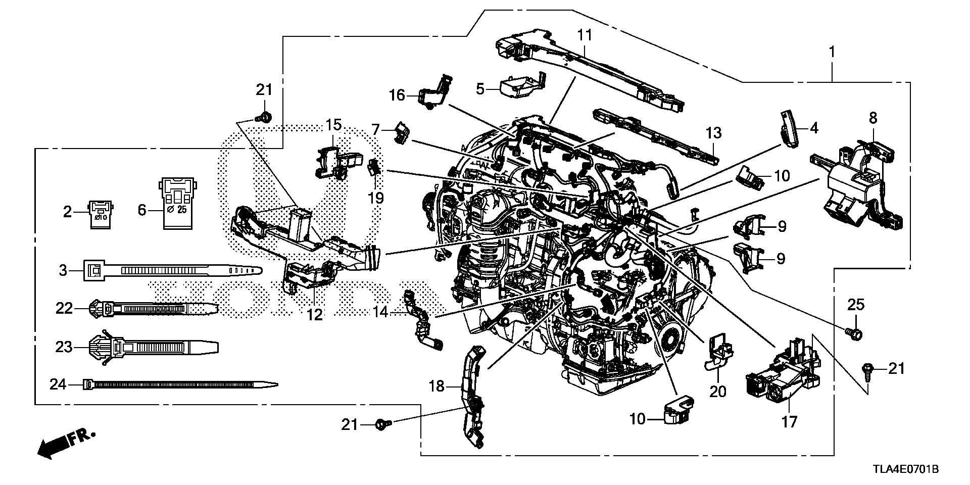 Diagram ENGINE WIRE HARNESS (2.4L) for your 1997 Honda Accord Coupe   