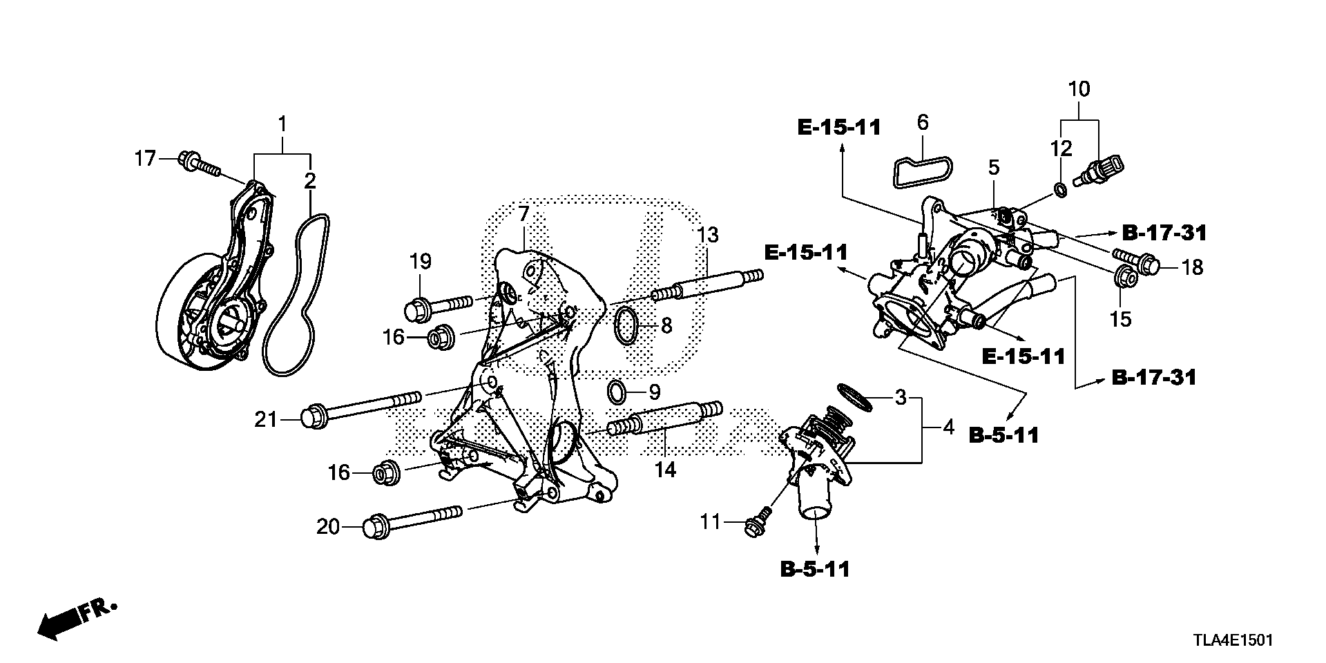 Diagram WATER PUMP (2.4L) for your 1991 Honda Accord   