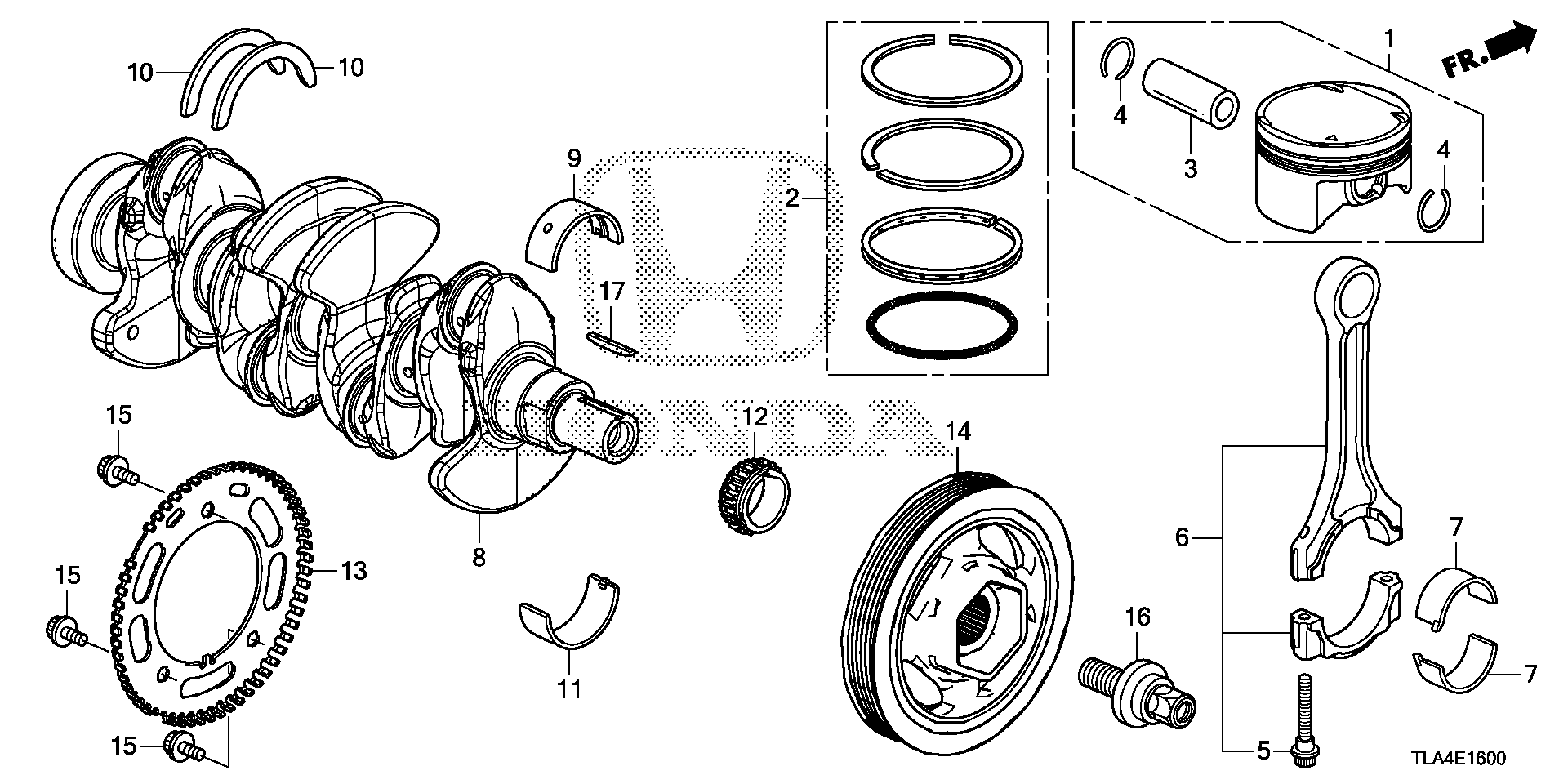 Diagram CRANKSHAFT@PISTON (1.5L) for your 1997 Honda Civic   