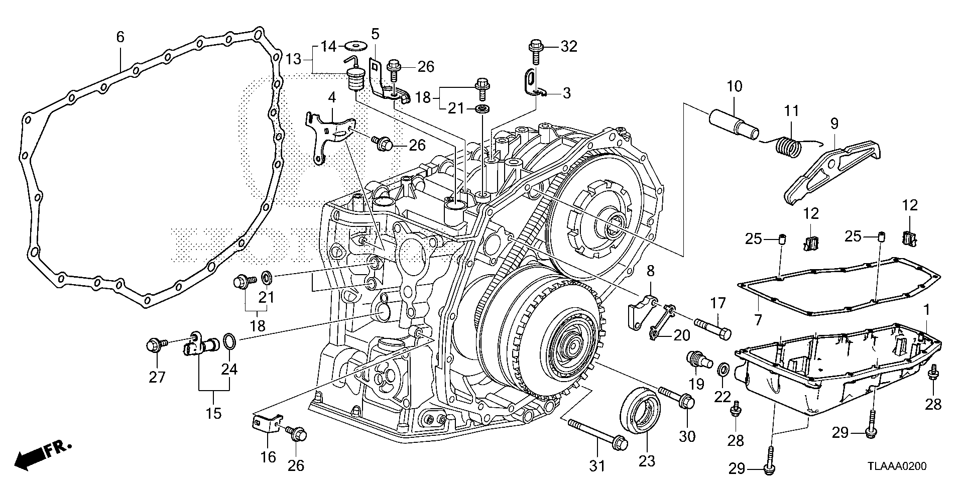 Diagram TRANSMISSION CASE COMPONENTS for your Honda CR-V  