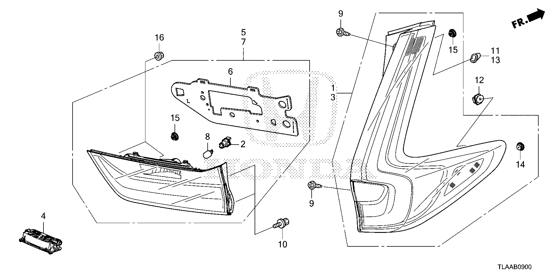 Diagram TAILLIGHT@LICENSE LIGHT for your 1997 Honda Accord   