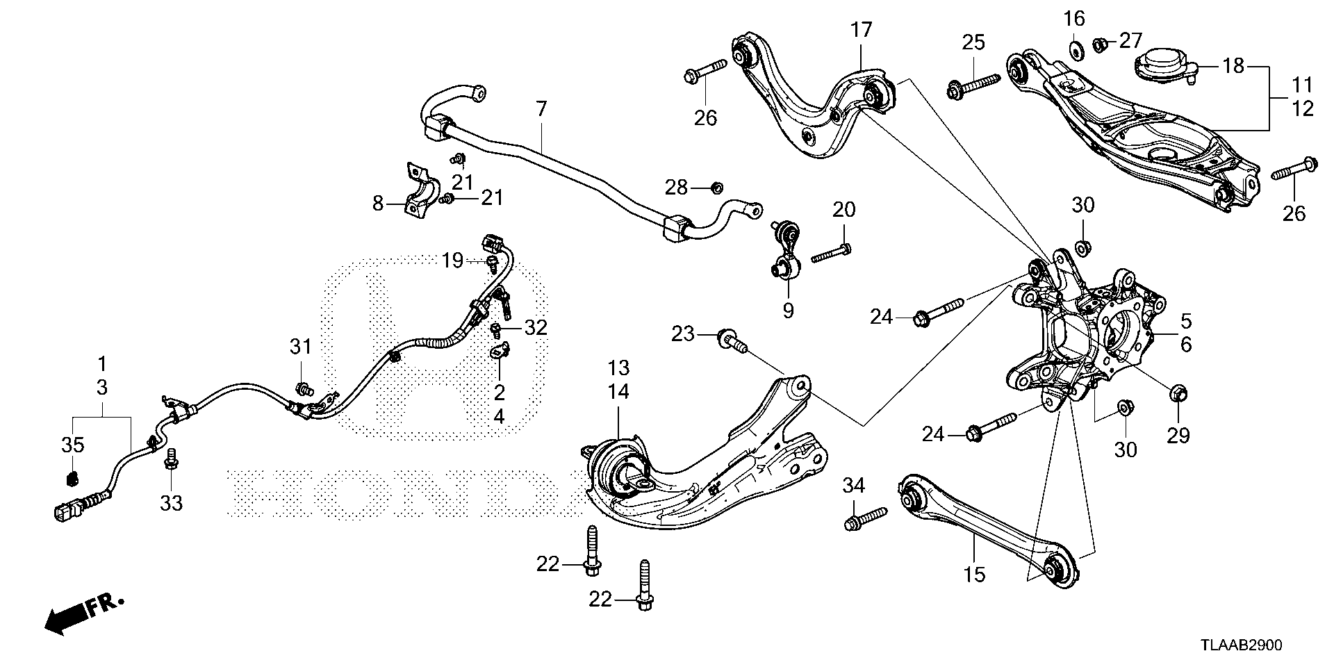 Diagram REAR LOWER ARM (2WD) for your Honda CR-V  