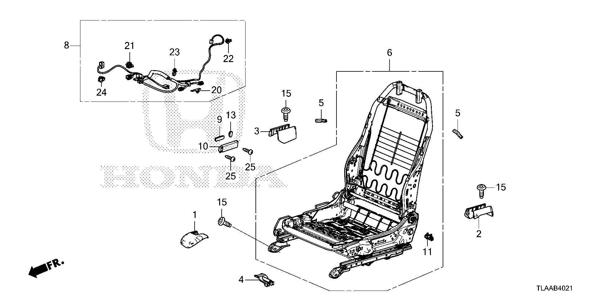 Full size assembly image of FRONT SEAT COMPONENTS (R.) (POWER SEAT) (1/1)