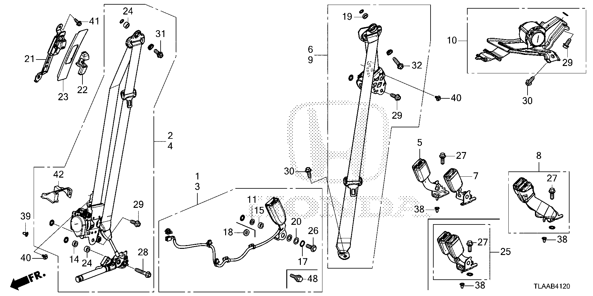 Diagram SEAT BELTS for your 2024 Honda CR-V   