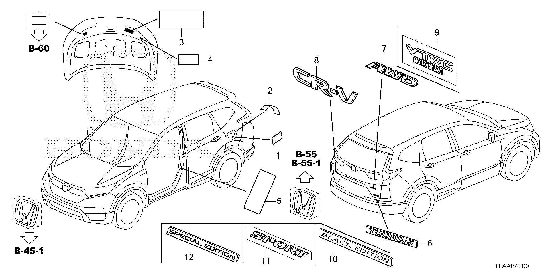 Diagram EMBLEMS@CAUTION LABELS for your 1989 Honda Accord Coupe 2.0L MT DX 