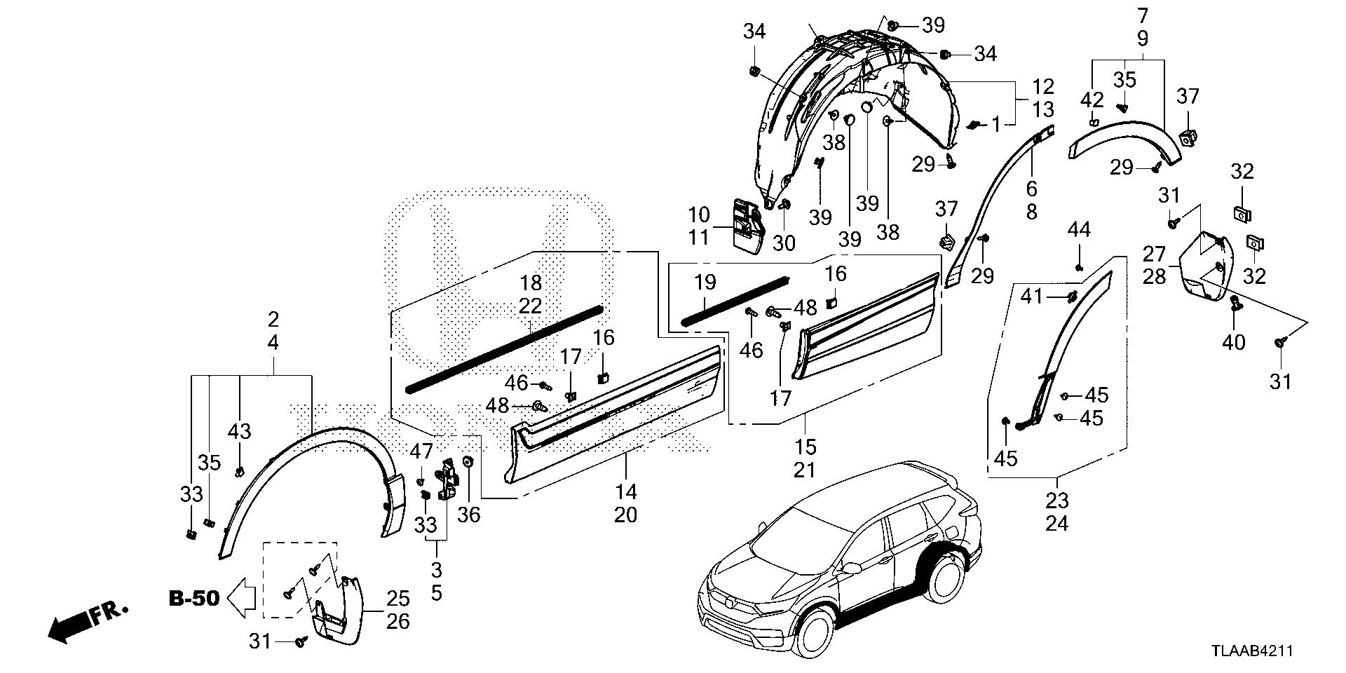 Diagram SIDE SILL GARNISH @PROTECTOR for your 2021 Honda Ridgeline   