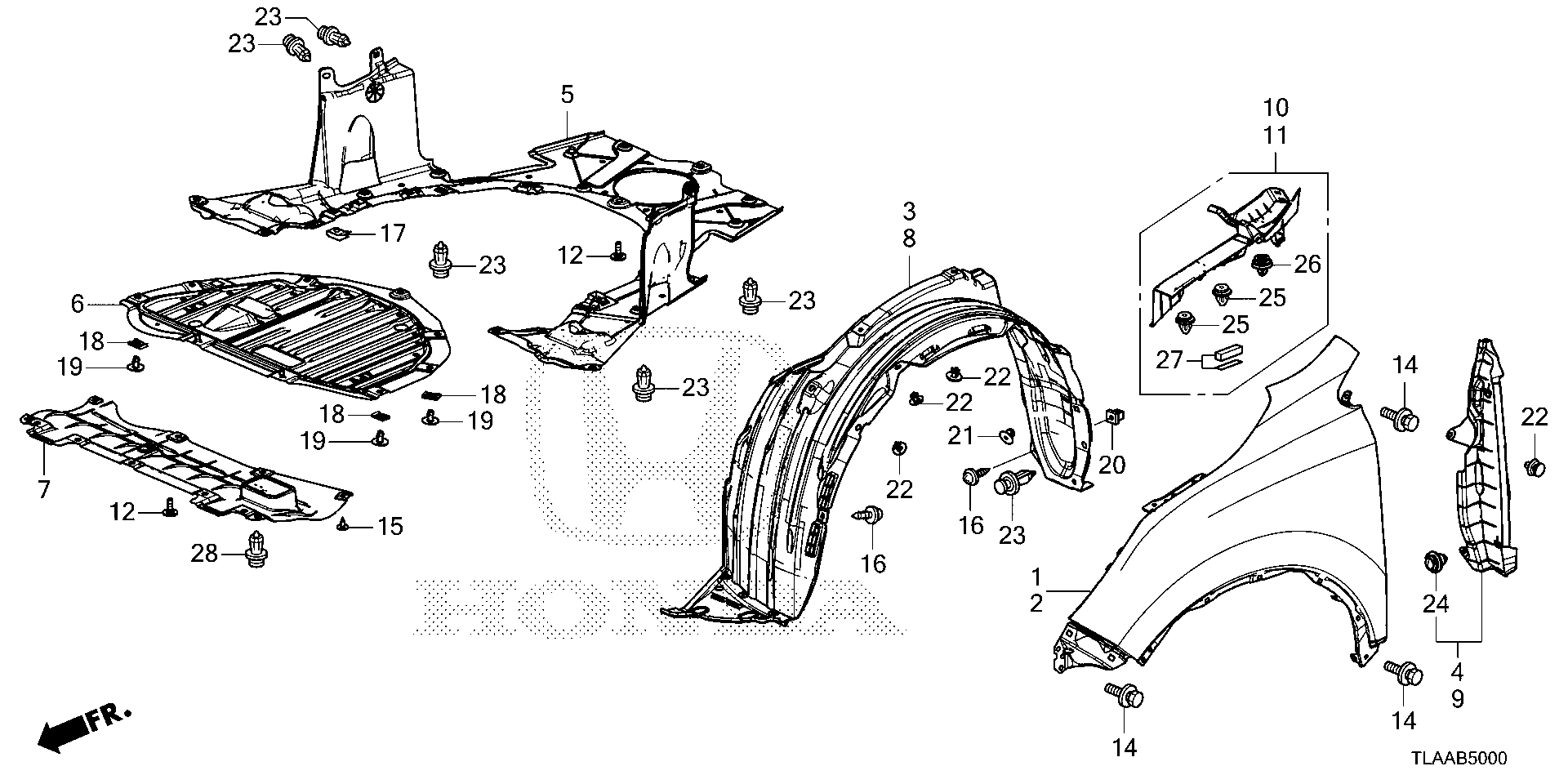 Diagram FRONT FENDERS for your 2021 Honda Odyssey   