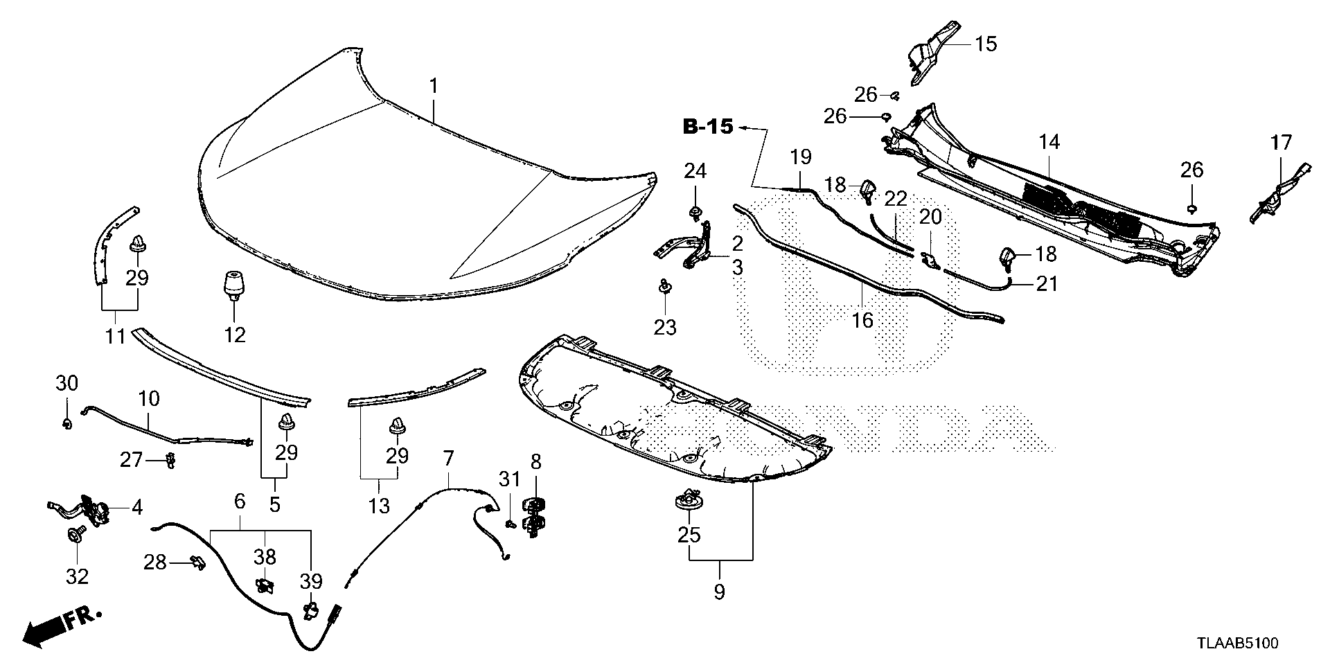 Diagram ENGINE HOOD for your Honda CR-V  