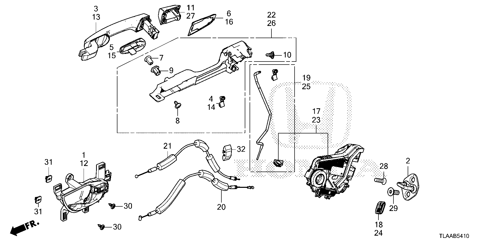 Diagram REAR DOOR LOCKS@OUTER HANDLE for your Honda CR-V  