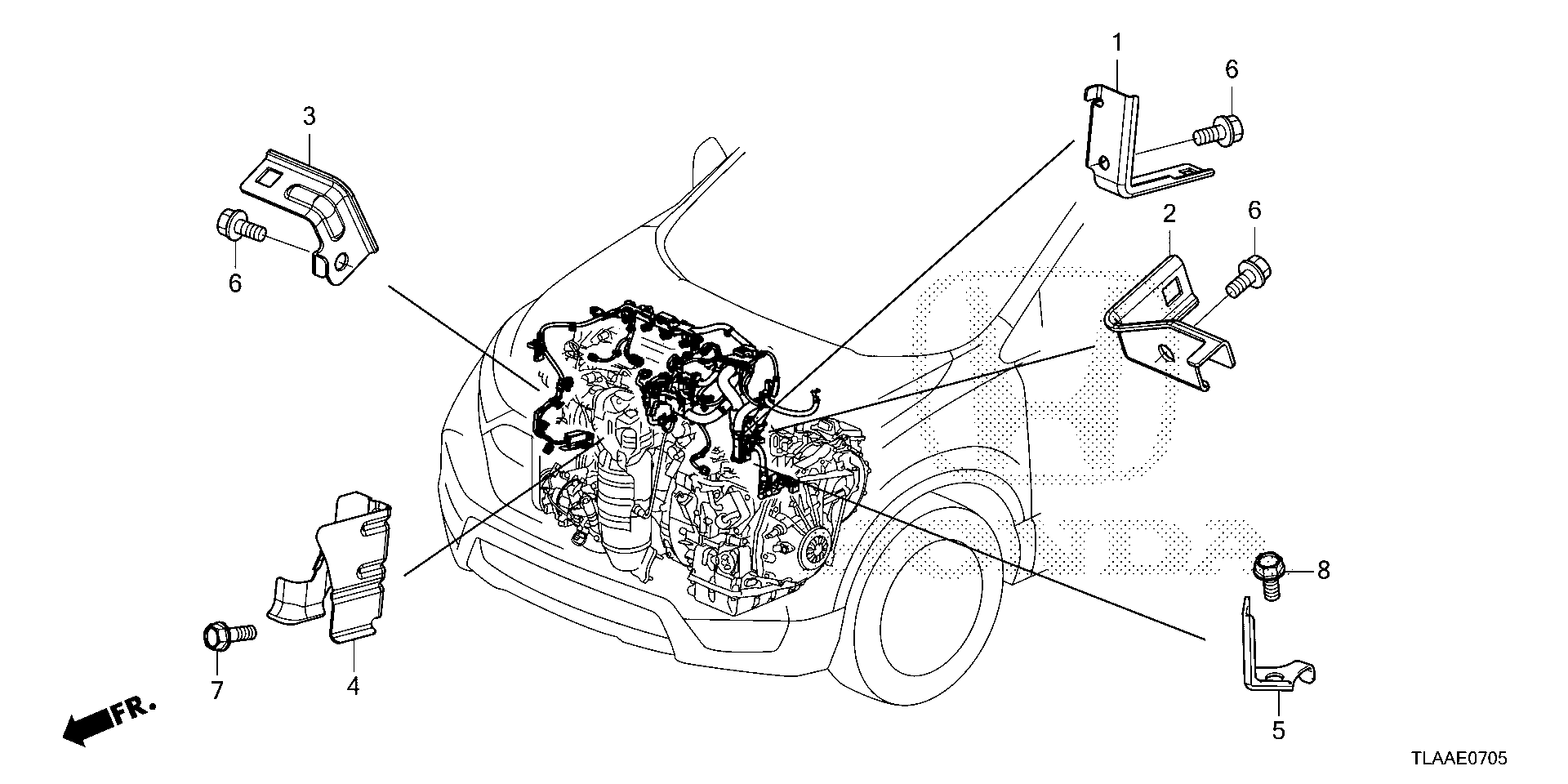 Full size assembly image of ENGINE WIRE HARNESS STAY (1/1)