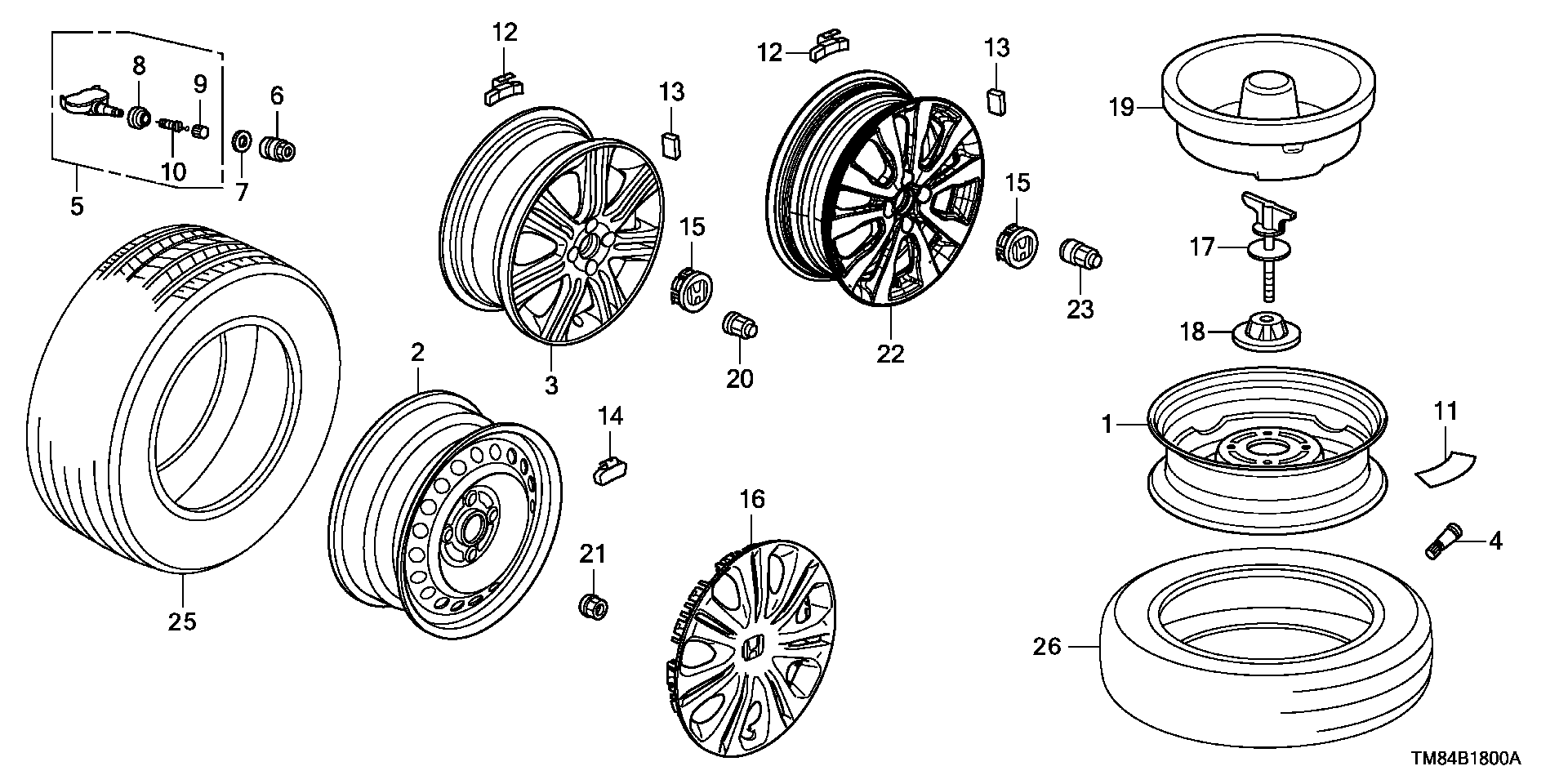 Diagram WHEEL DISK (KA/KL) for your 1998 Honda Accord   